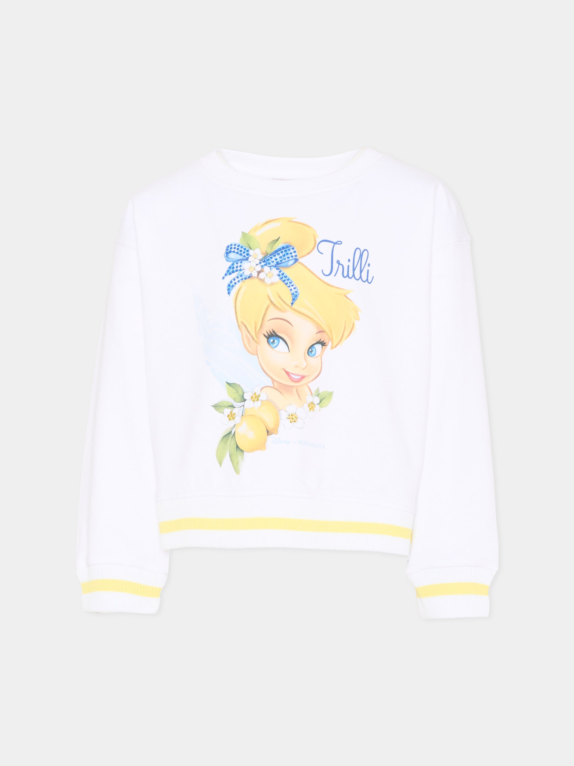 Felpa bianca Trilli per bambina,Monnalisa,19G619 - 7031 - 0099
