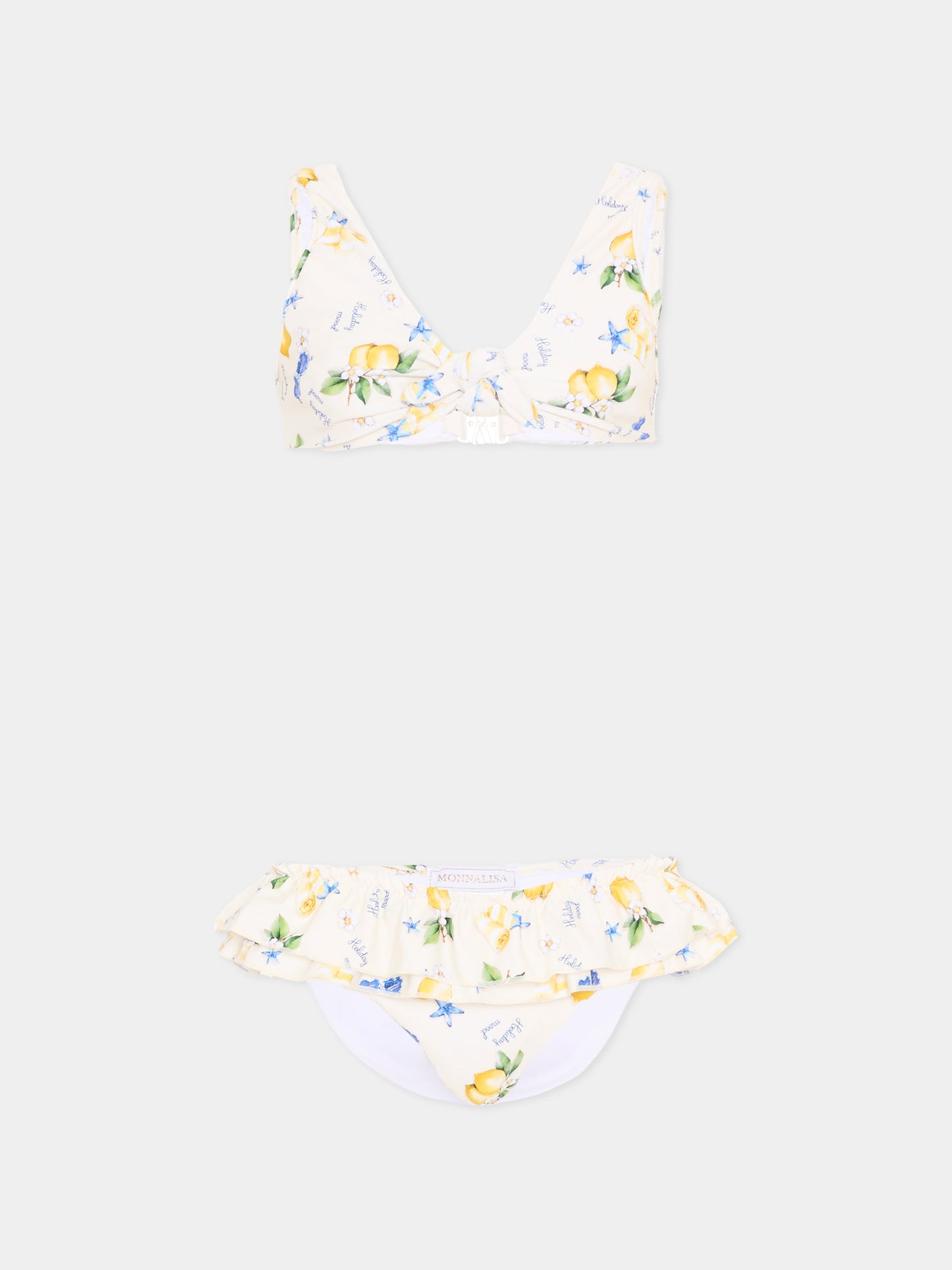 Slip e bikini giallo per bambina con limoni,Monnalisa,19G006 - 7039 - 0014