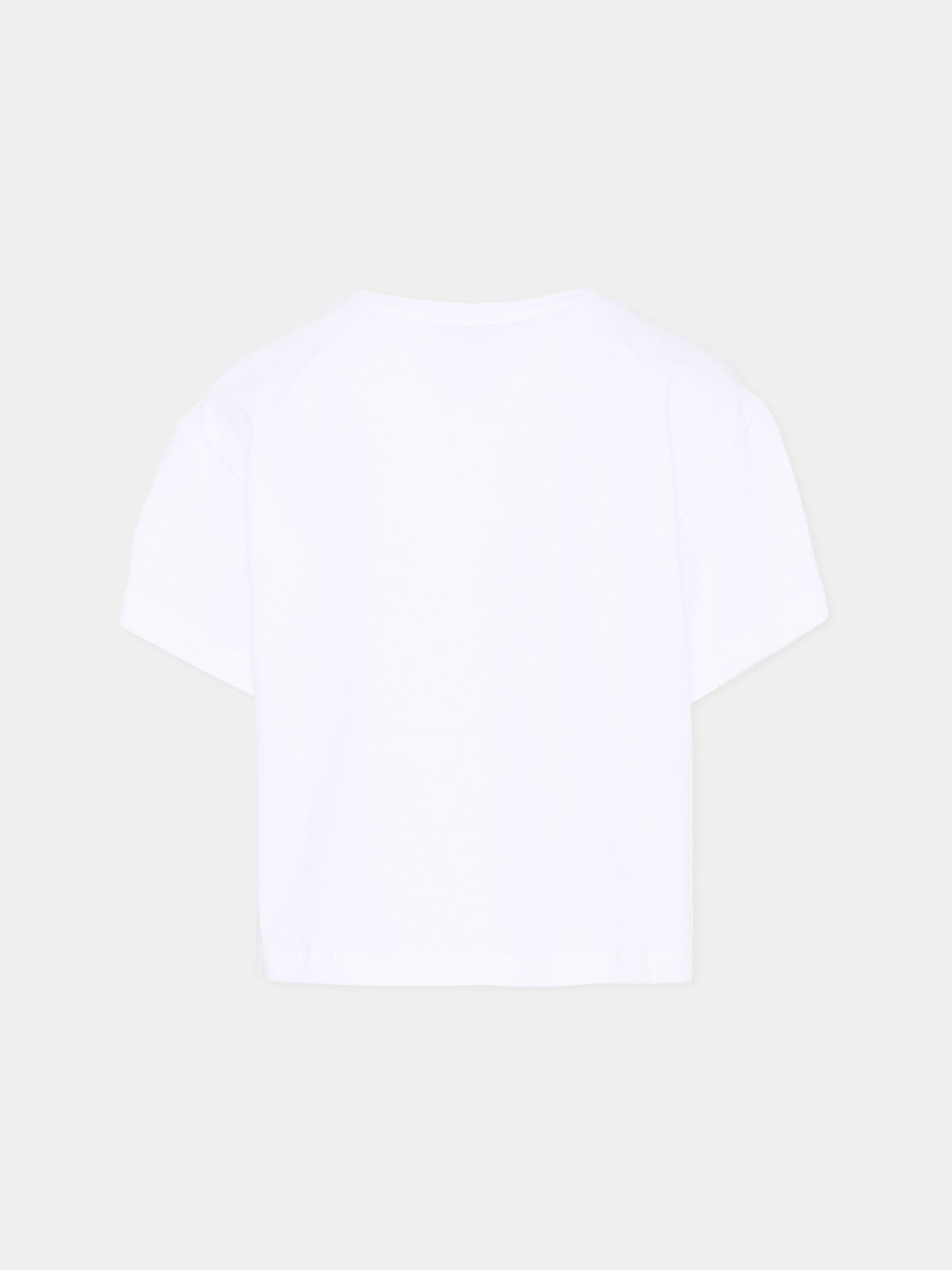 T-Shirt bianca per bambina con fiocco,Monnalisa,11G615 - 7201 - 0099