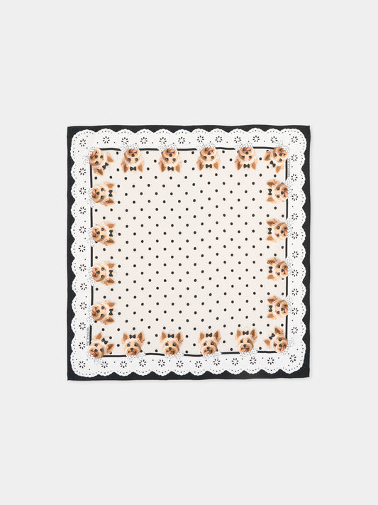 Foulard beige per bambina con stampa cane,Monnalisa,19G026 - 7766 - 5003