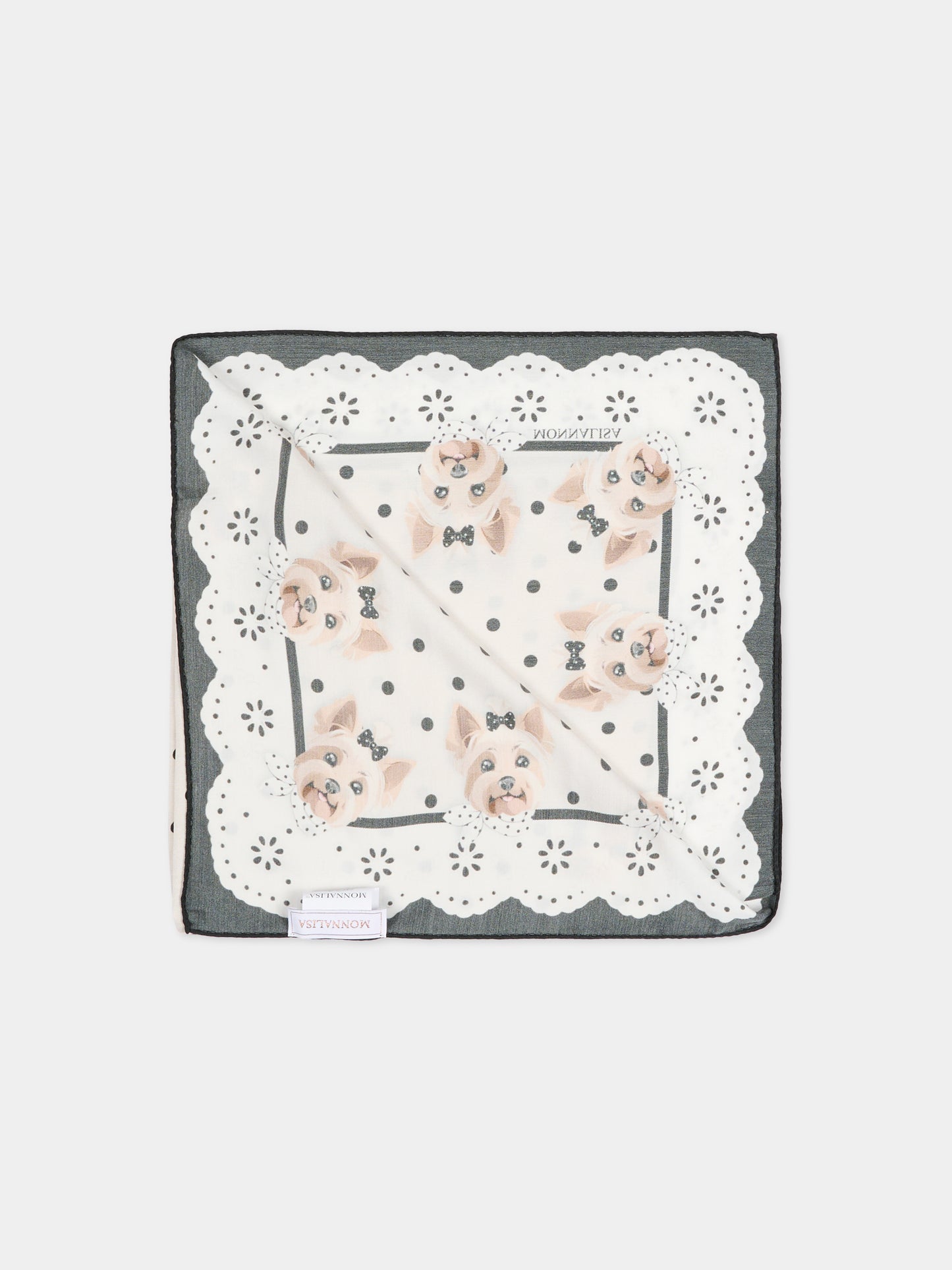 Foulard beige per bambina con stampa cane,Monnalisa,19G026 - 7766 - 5003