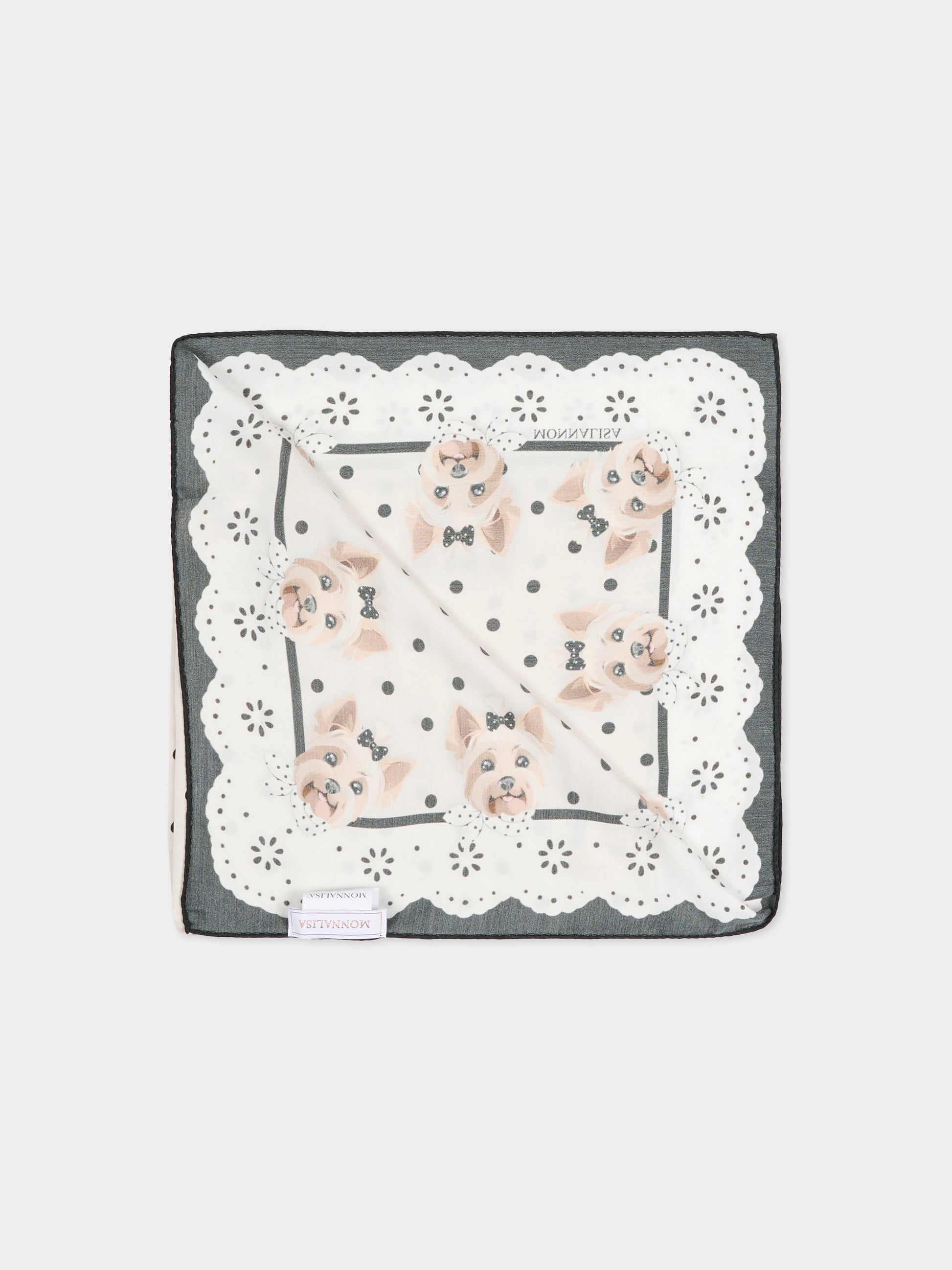 Foulard beige per bambina con stampa cane,Monnalisa,19G026 - 7766 - 5003
