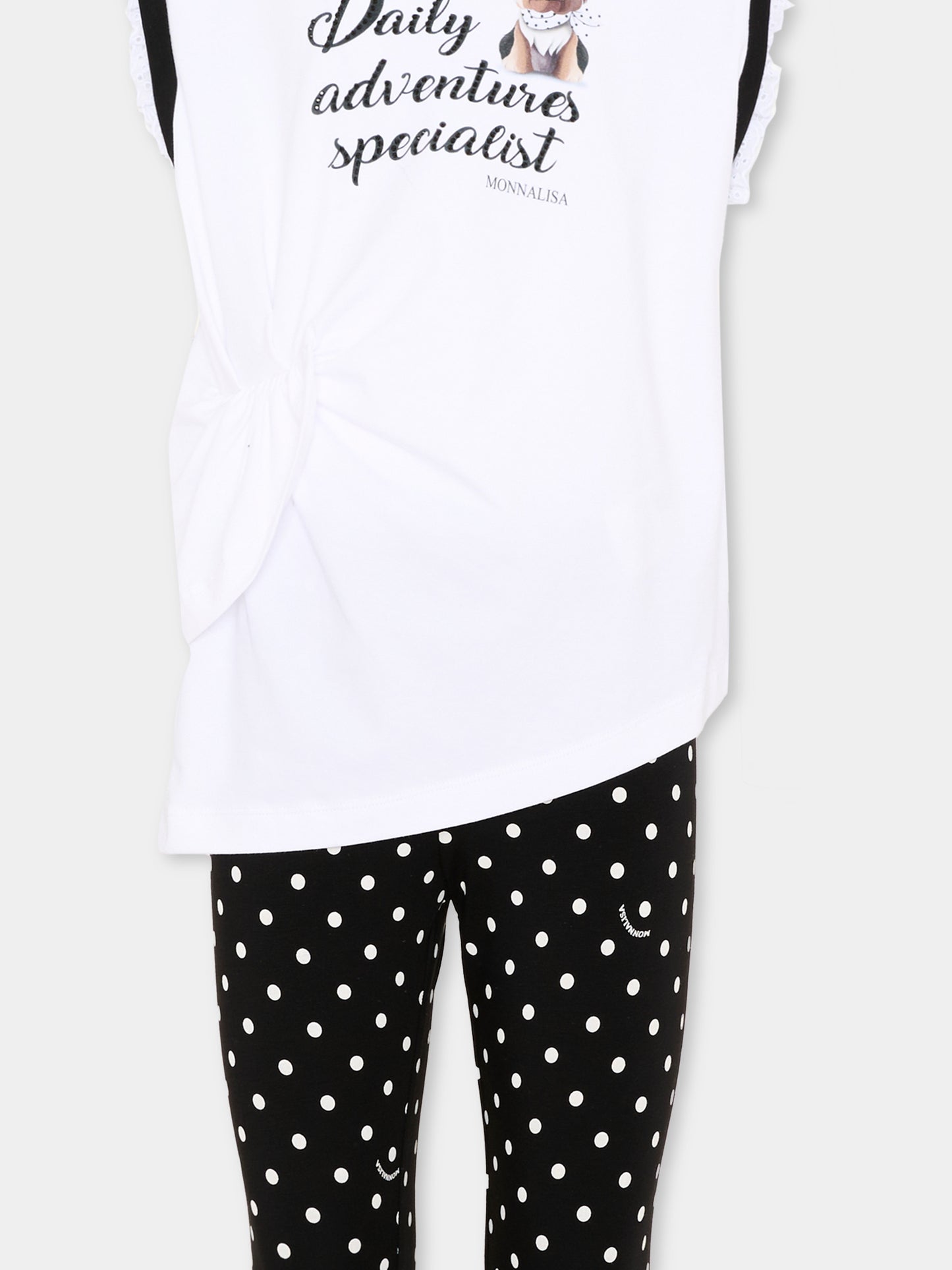 Completo sportivo multicolor per bambina con pois,Monnalisa,19G505 - 7032 - 9950