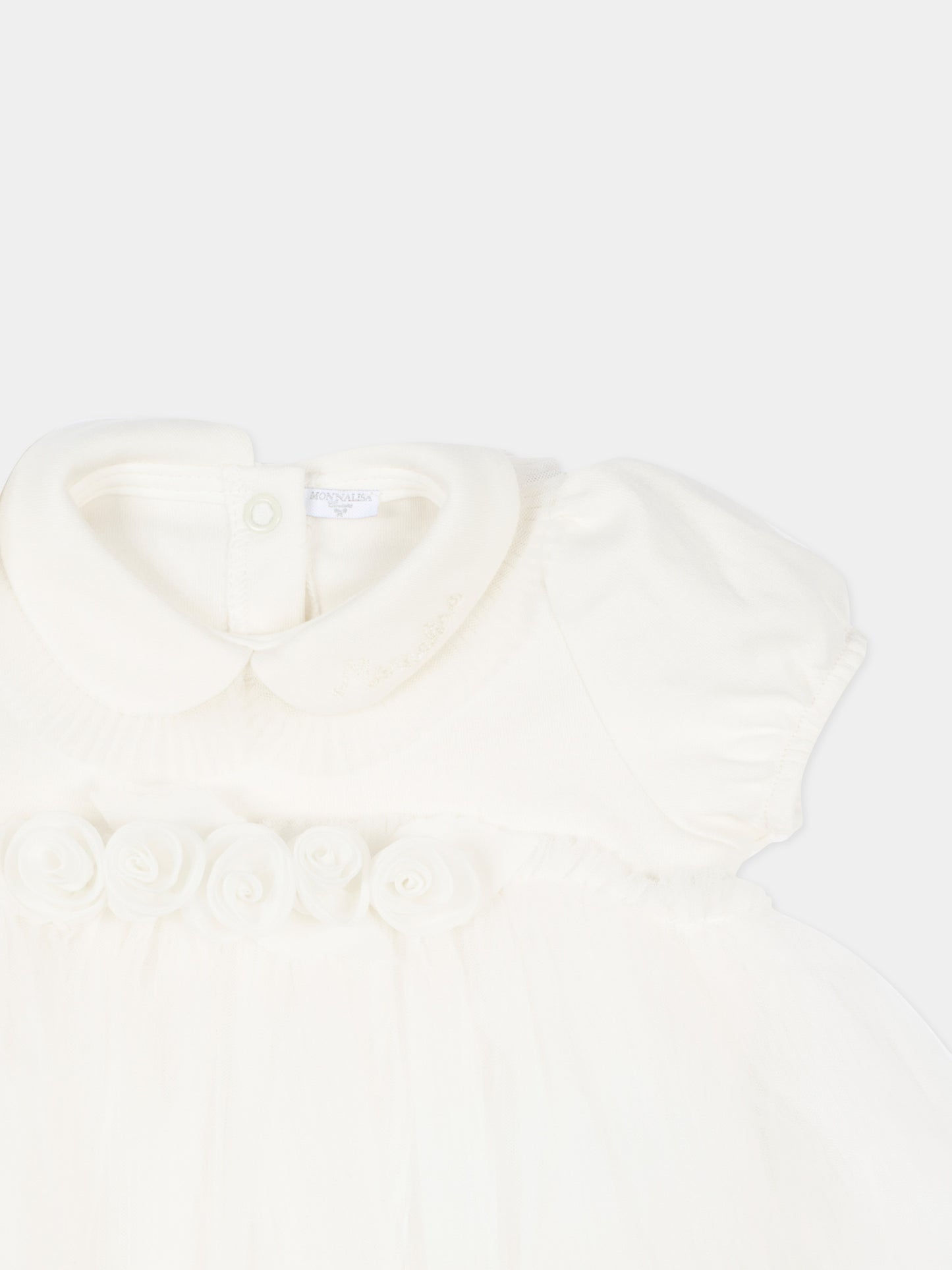 Pagliaccetto bianco in tulle per neonata,Monnalisa,35G201 - 7010 - 0001