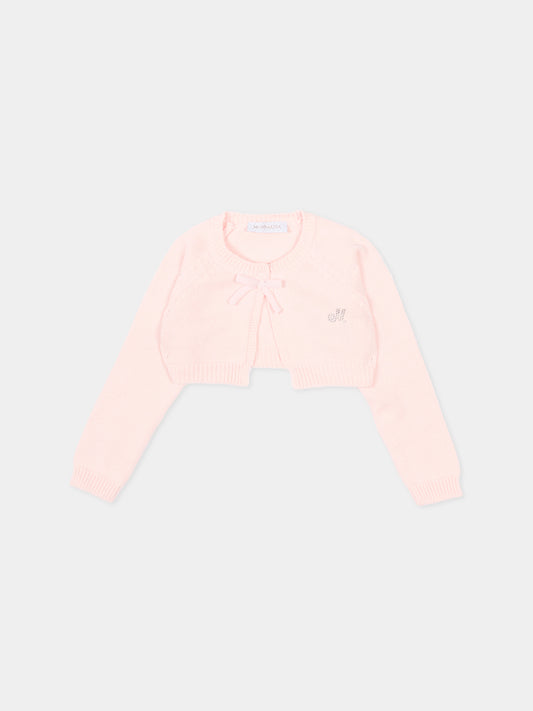 Cardigan rosa per neonata con fiocco,Monnalisa,73G800 - 7036 - 0091
