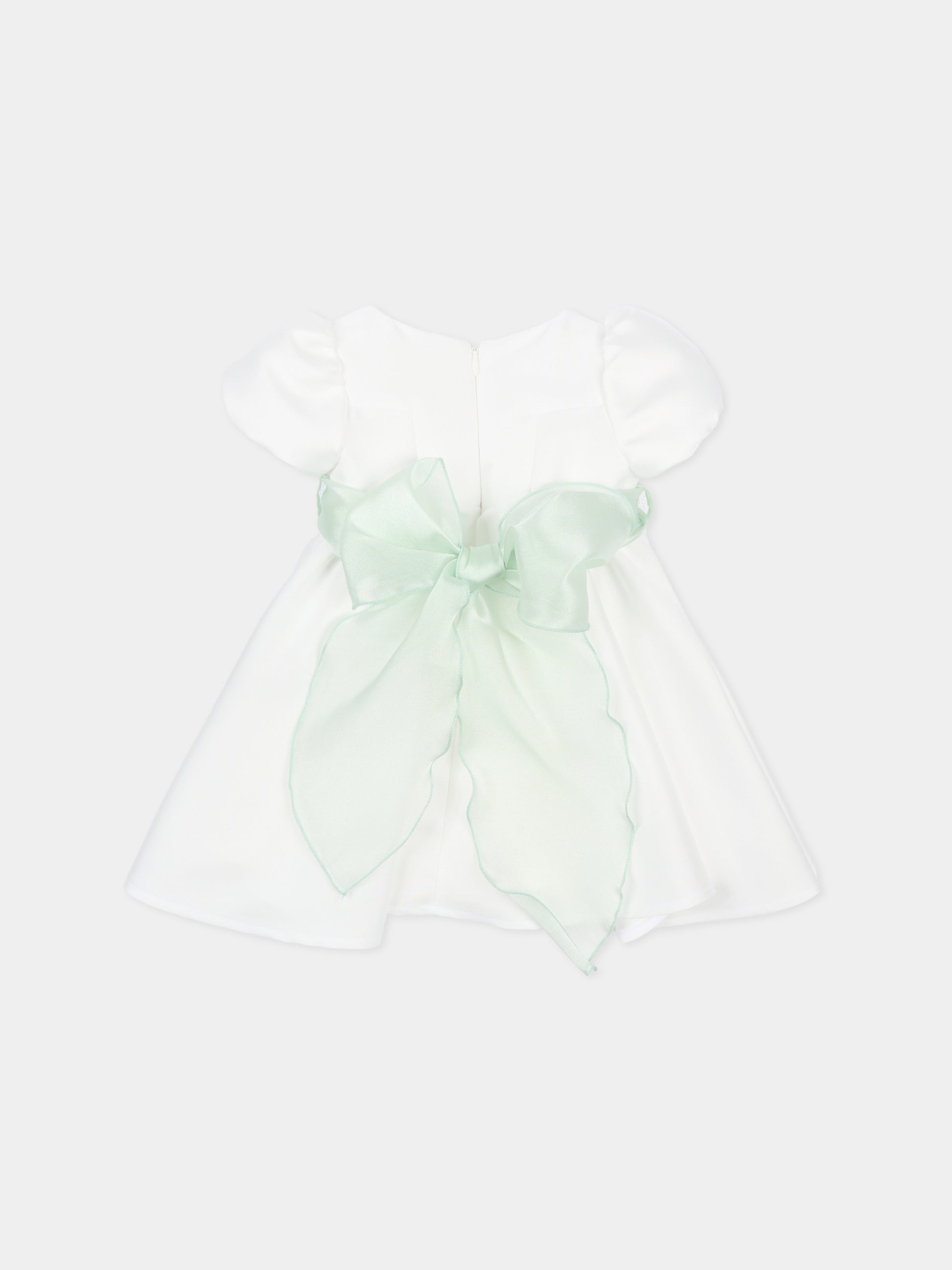 Vestito bianco per neonata con applicazione floreale,Monnalisa,73G903 - 7302 - 0120