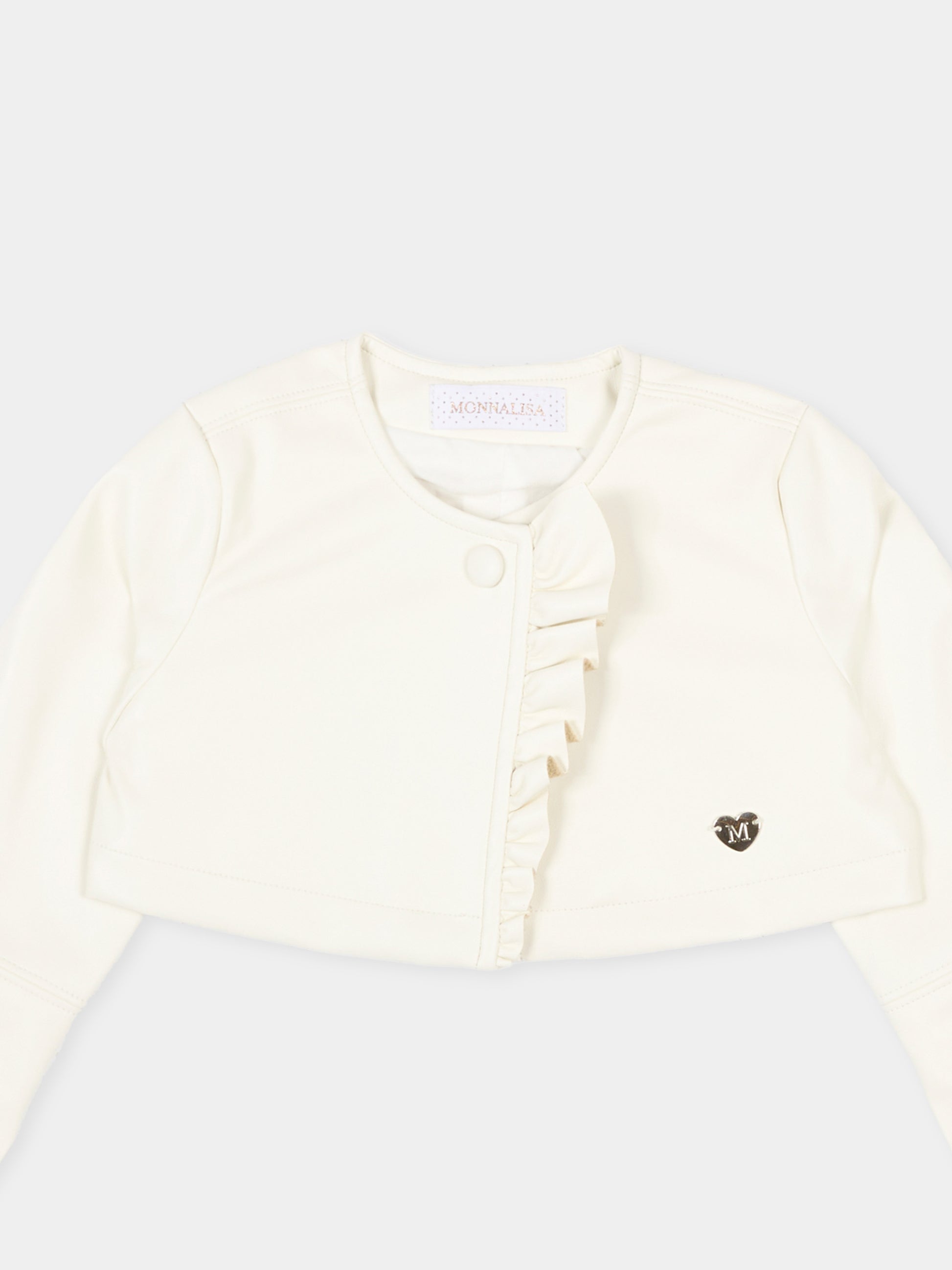 Giubbotto bianco in ecopelle per neonata con rouches,Monnalisa,73G100 - 7023 - 0001