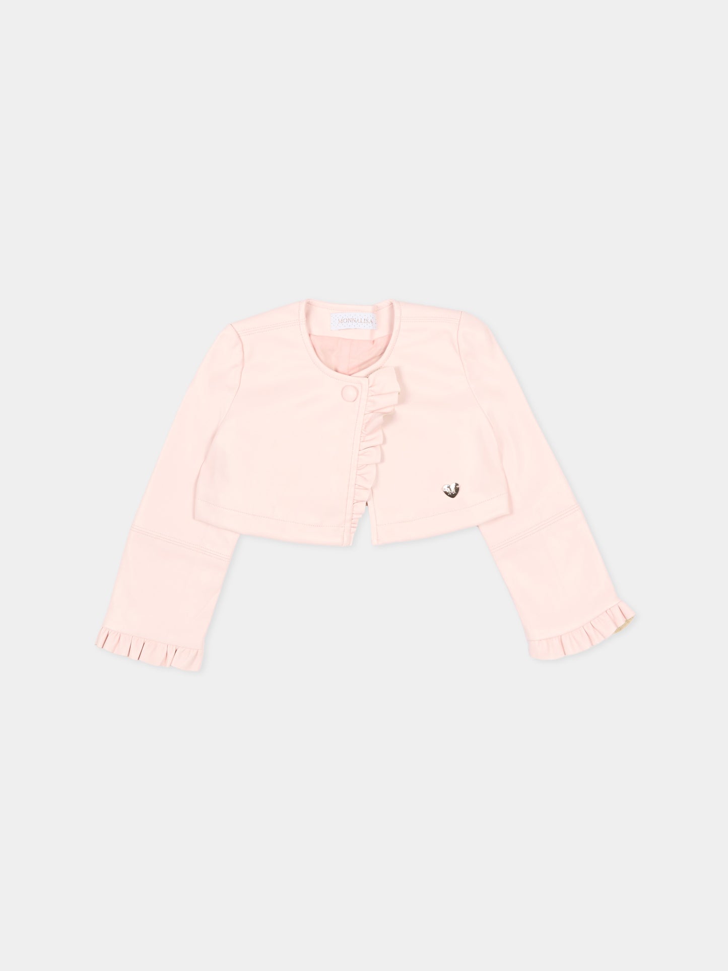Giubbotto rosa per neonata con rouches,Monnalisa,73G100 - 7023 - 0091