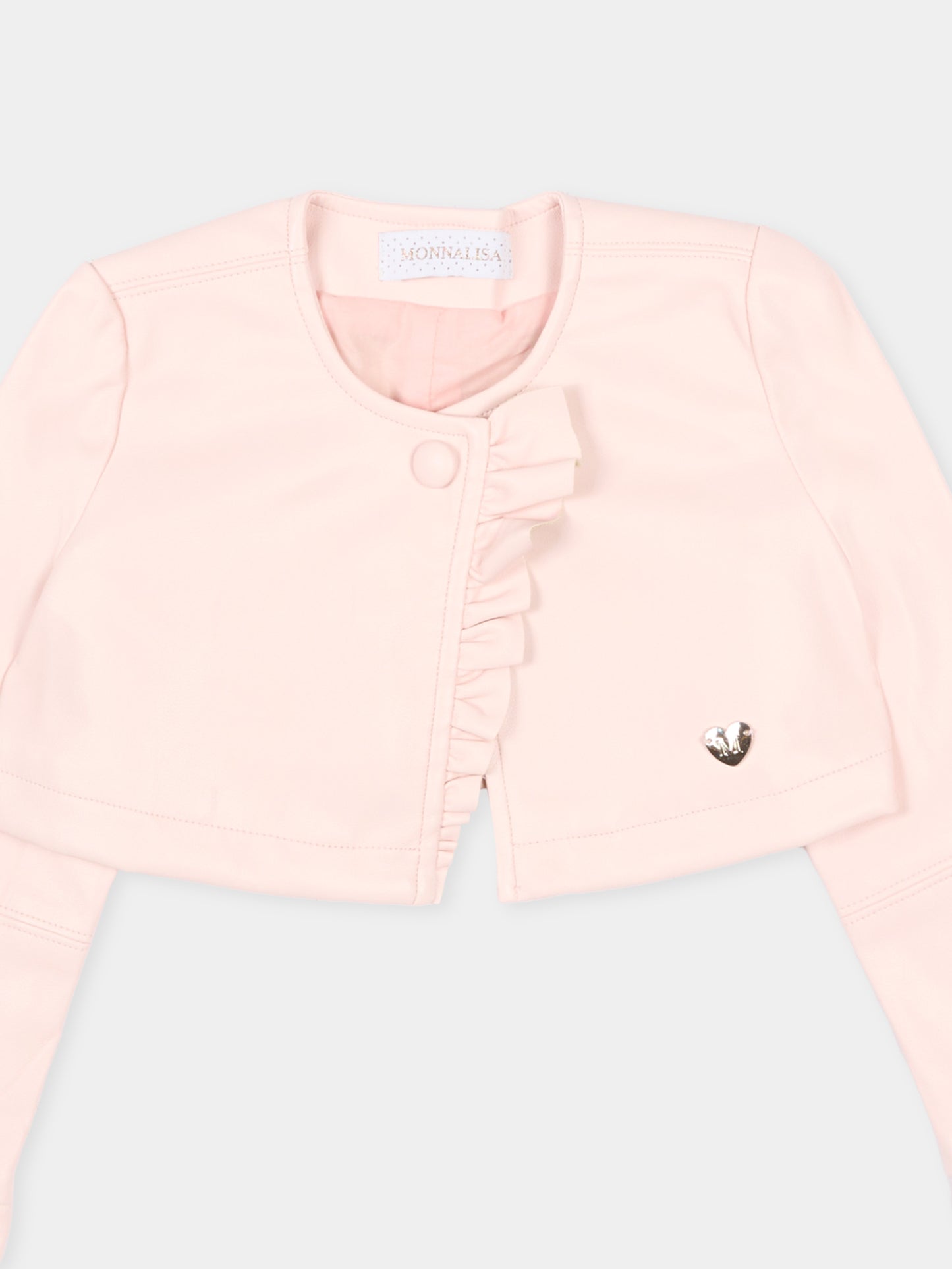 Giubbotto rosa per neonata con rouches,Monnalisa,73G100 - 7023 - 0091
