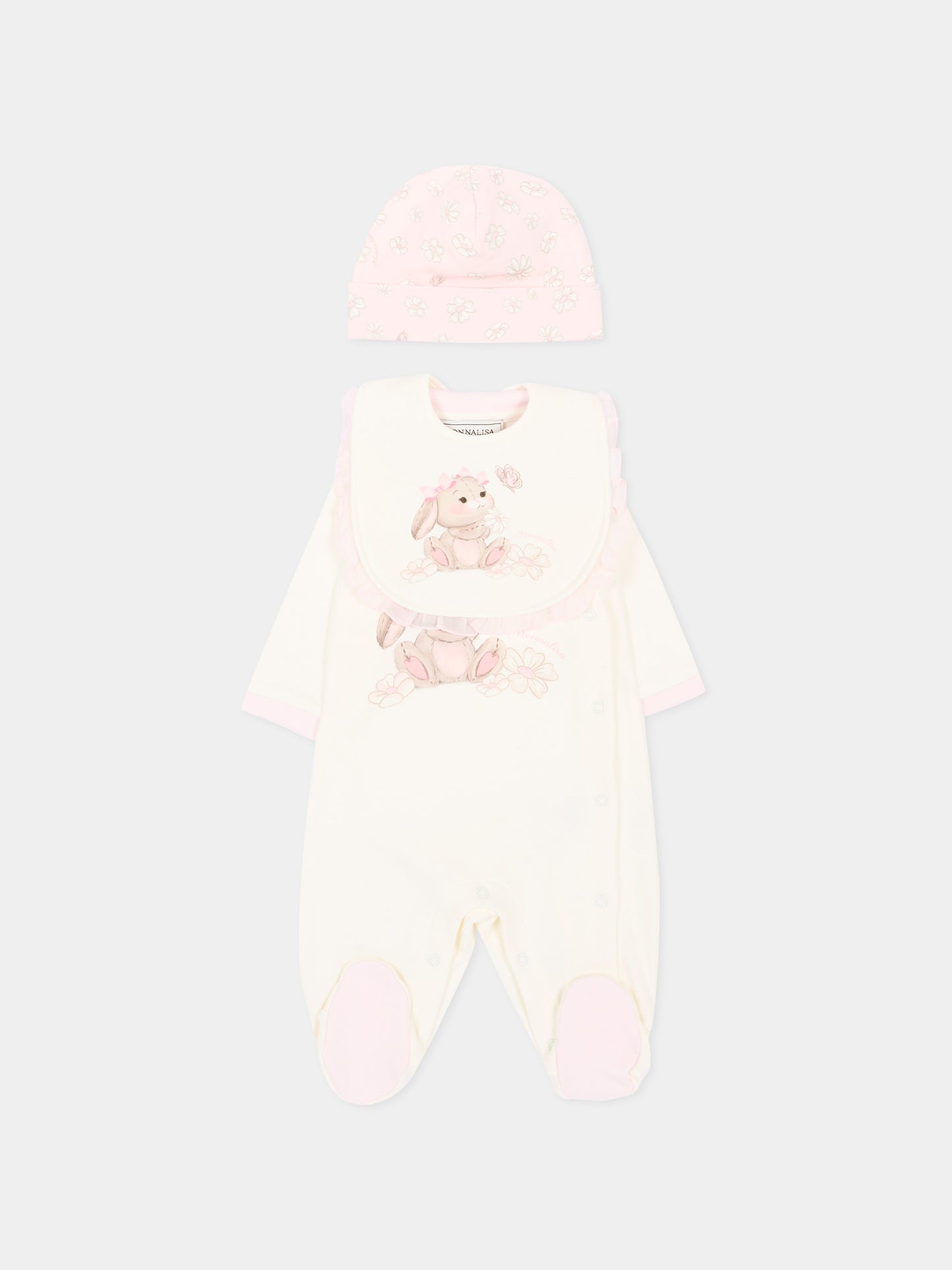 Set tutina avorio per neonata con coniglio,Monnalisa,35G518 - 7000 - 0001