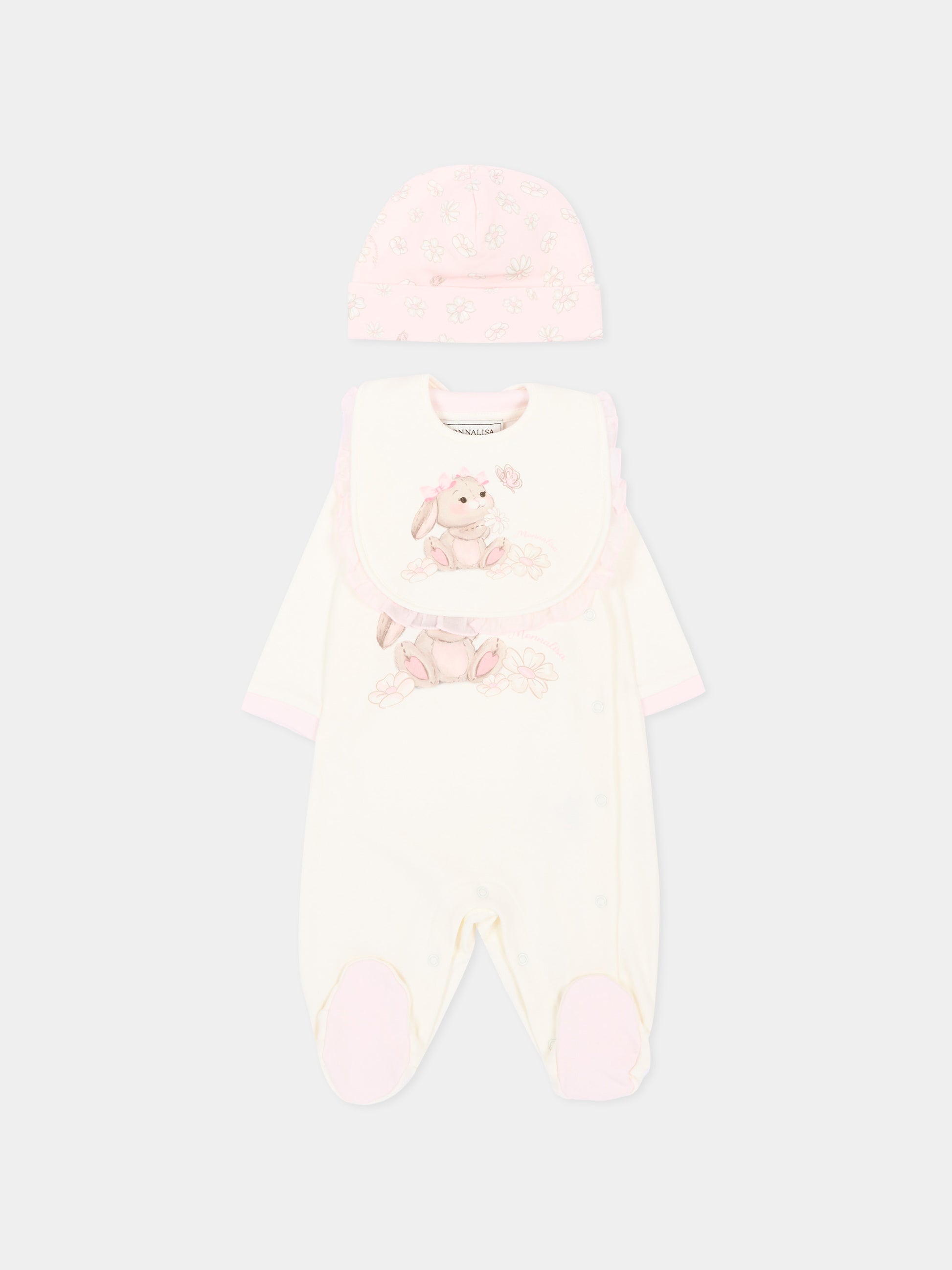 Set tutina avorio per neonata con coniglio,Monnalisa,35G518 - 7000 - 0001