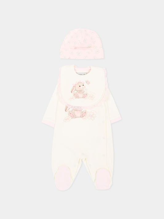 Set tutina avorio per neonata con coniglio,Monnalisa,35G518 - 7000 - 0001