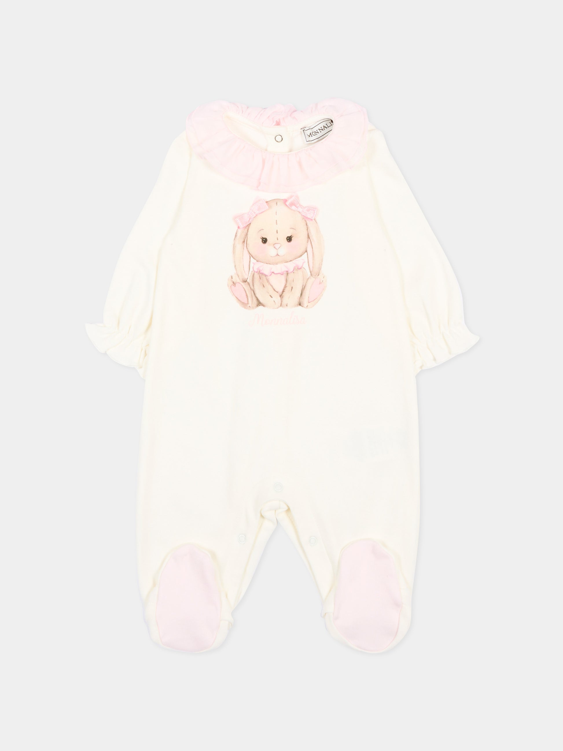 Tutina avorio per neonata con coniglio,Monnalisa,35G204 - 7000 - 0190