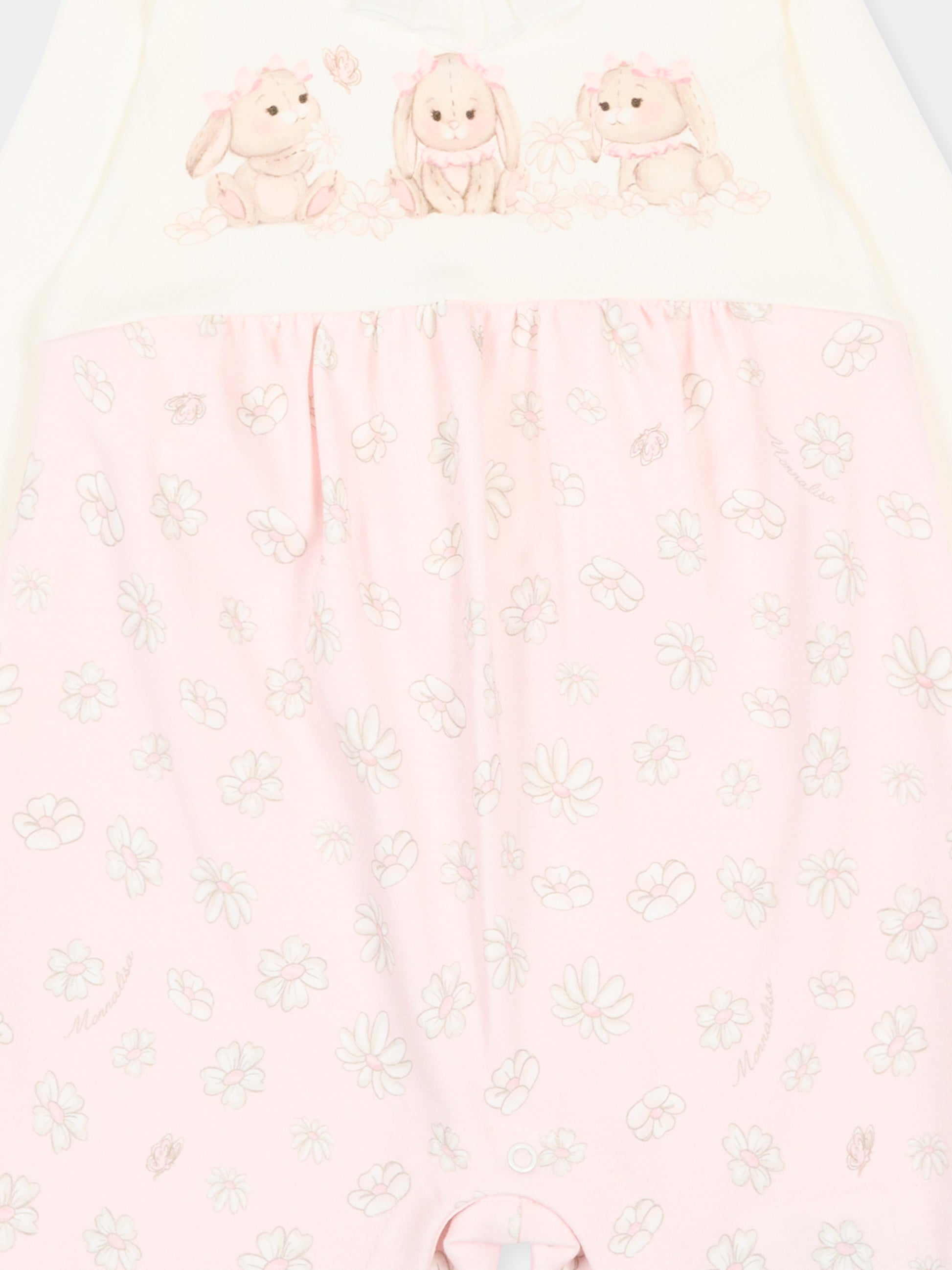 Tutina rosa per neonata con coniglietti,Monnalisa,35G206 - 7000 - 0190