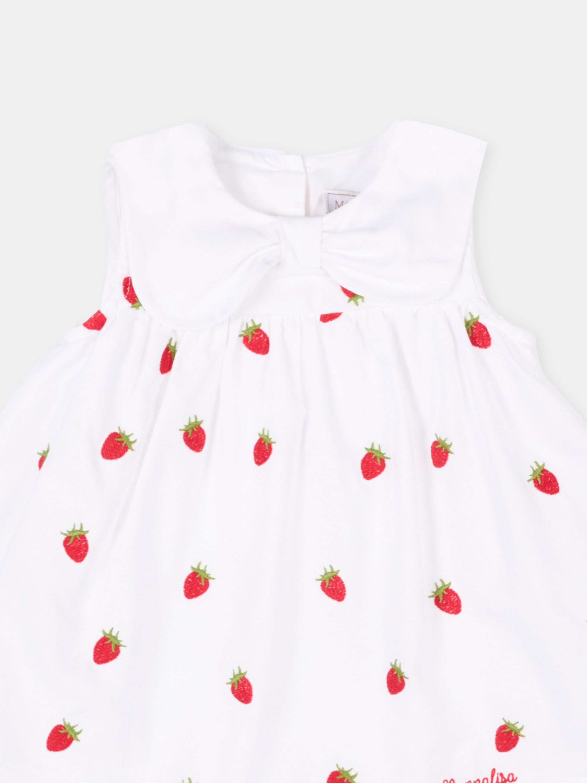 Vestito bianco per neonata con fragole,Monnalisa,35G209 - 7083 - 9944