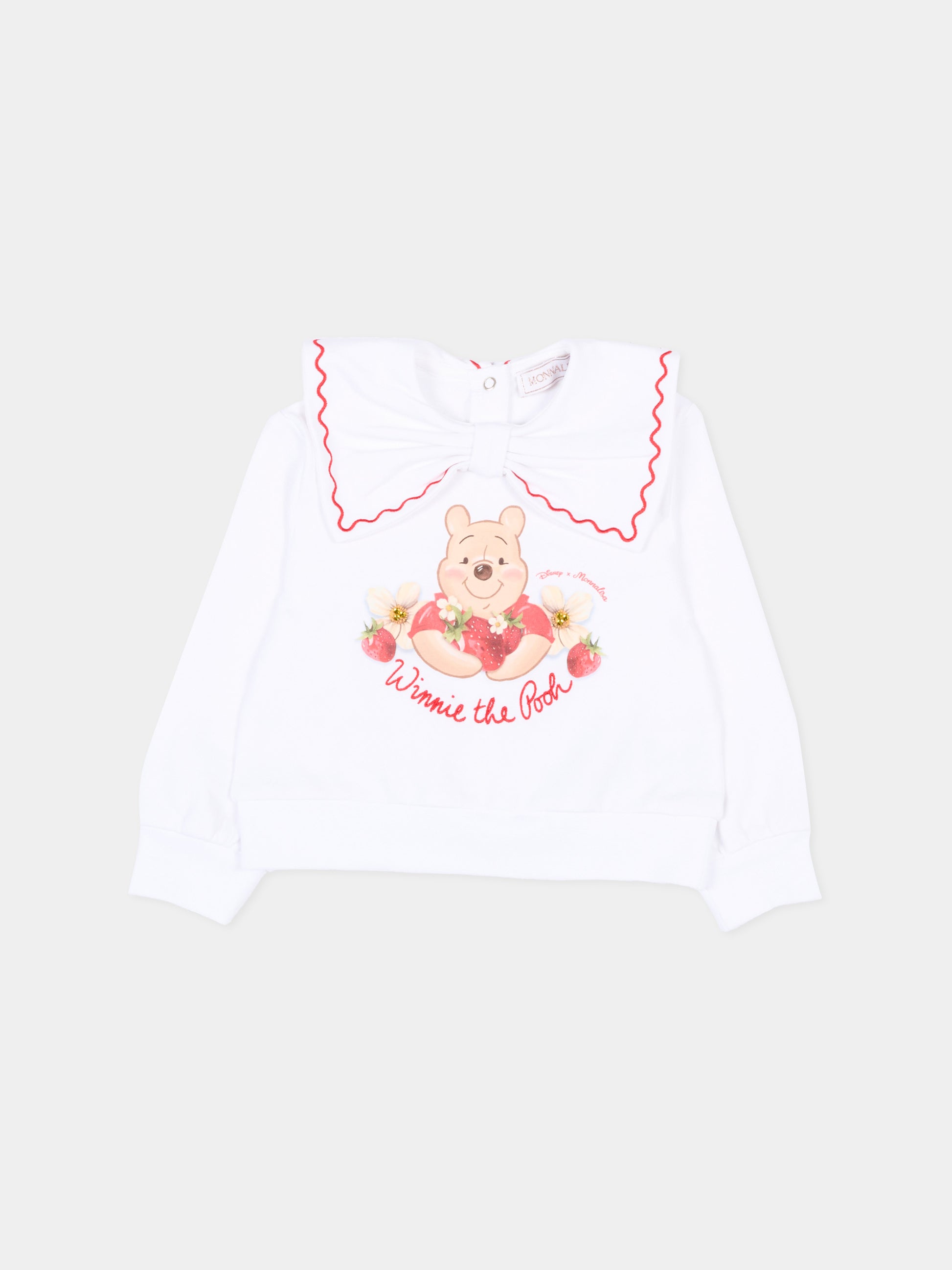Felpa bianca per neonata con Winnie the Pooh,Monnalisa,39G614 - 7007 - 0099