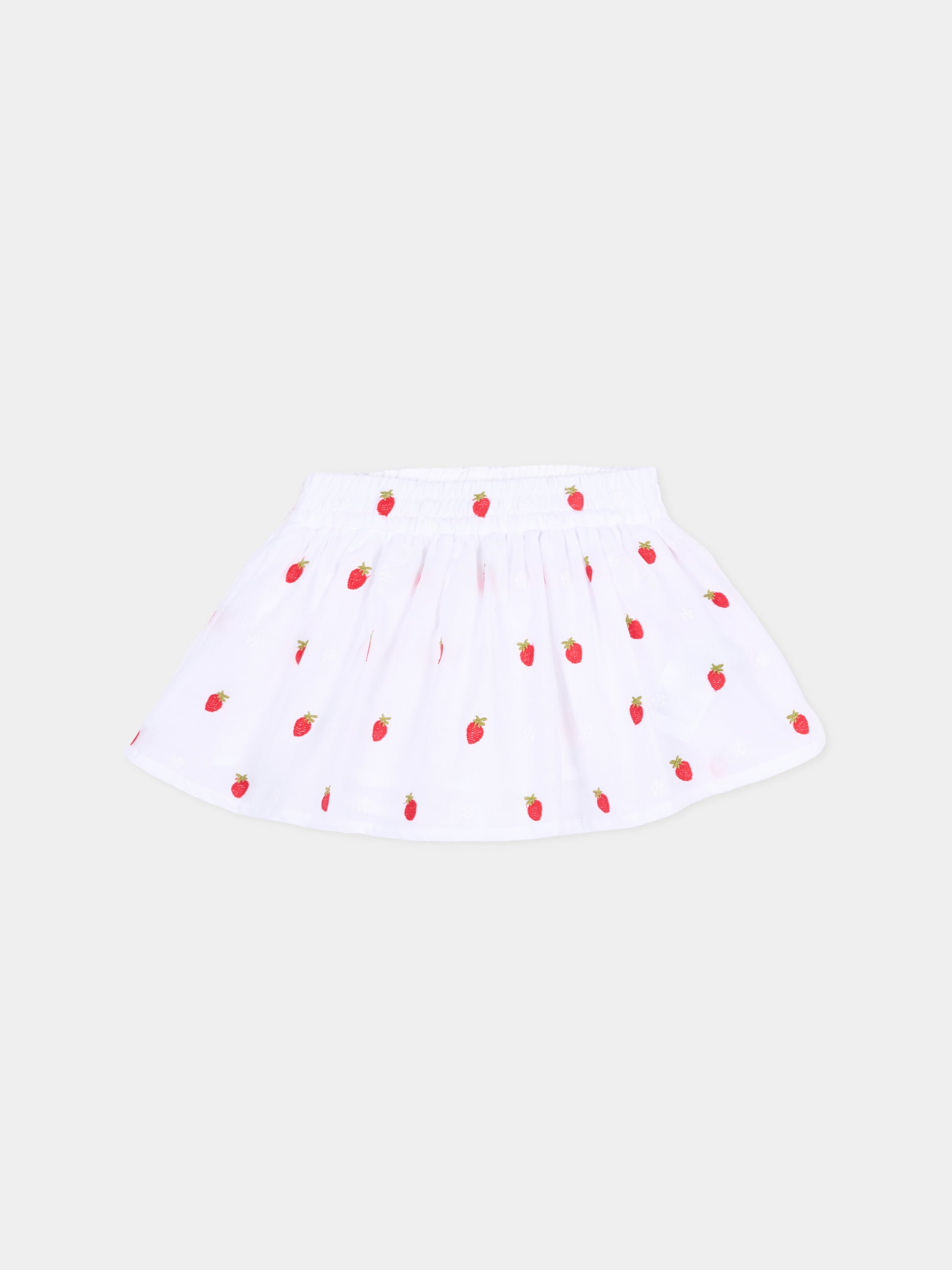 Shorts bianchi per neonata con fragole,Monnalisa,31G413 - 7944 - 9944