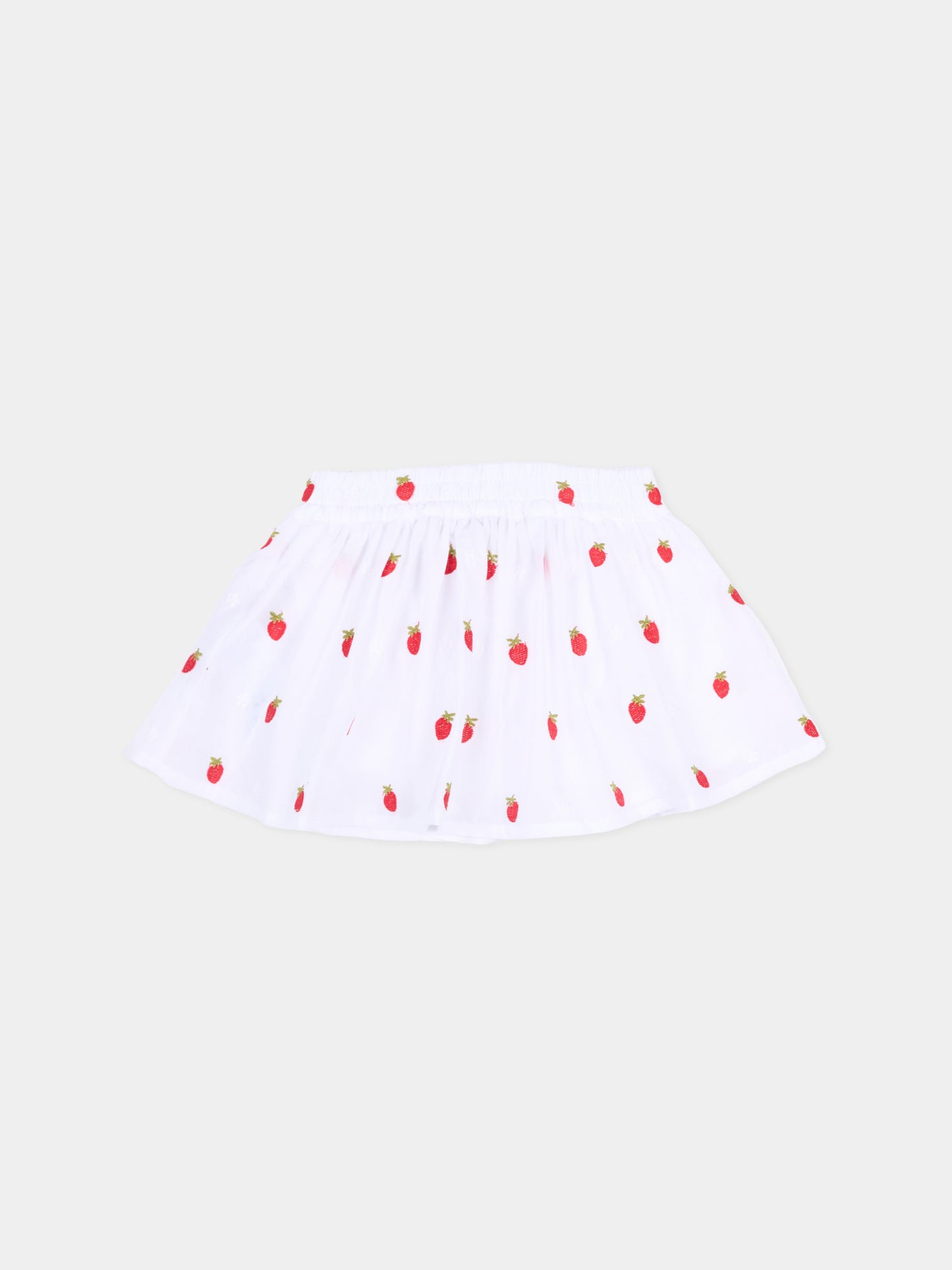 Shorts bianchi per neonata con fragole,Monnalisa,31G413 - 7944 - 9944