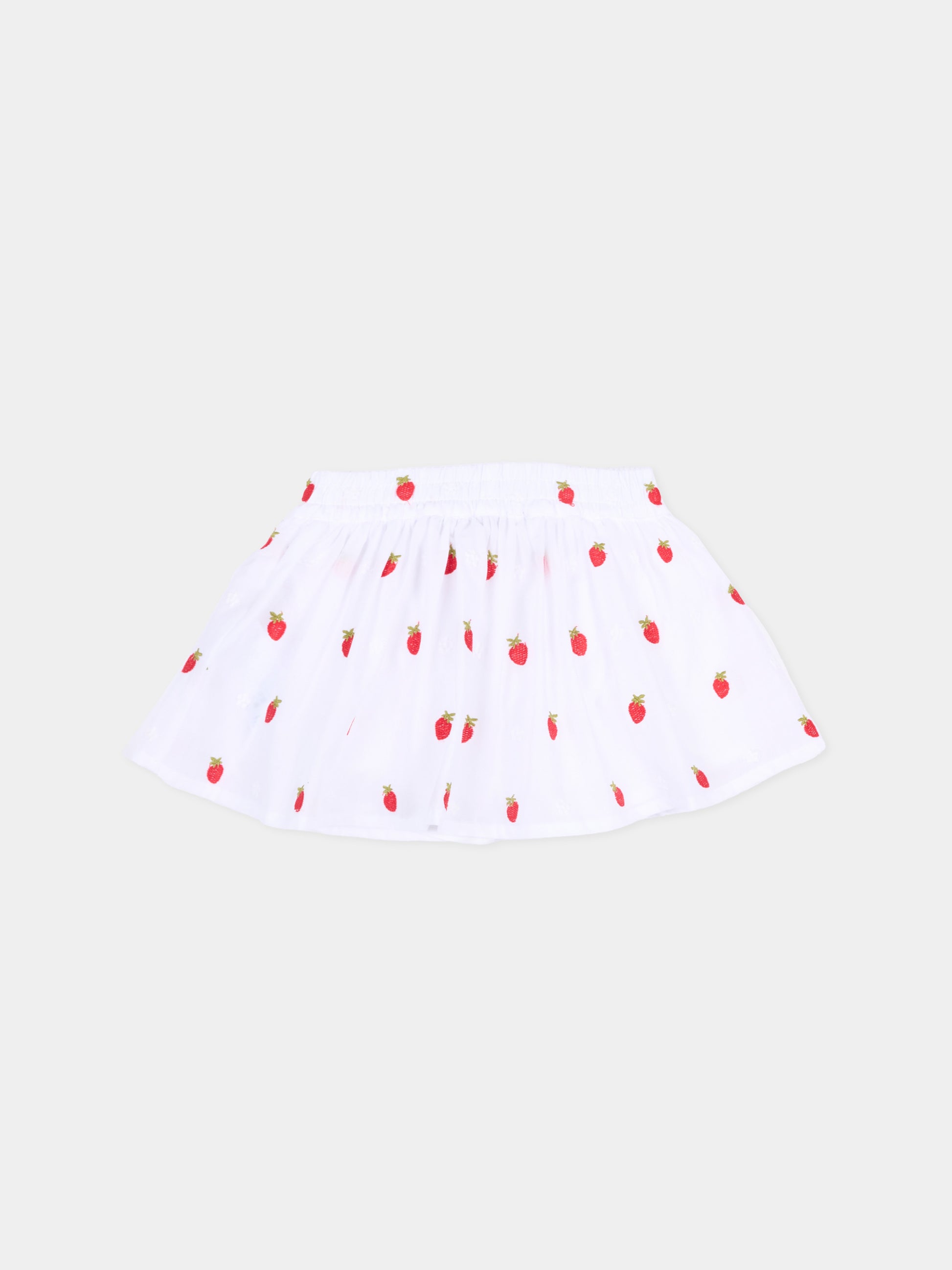 Shorts bianchi per neonata con fragole,Monnalisa,31G413 - 7944 - 9944