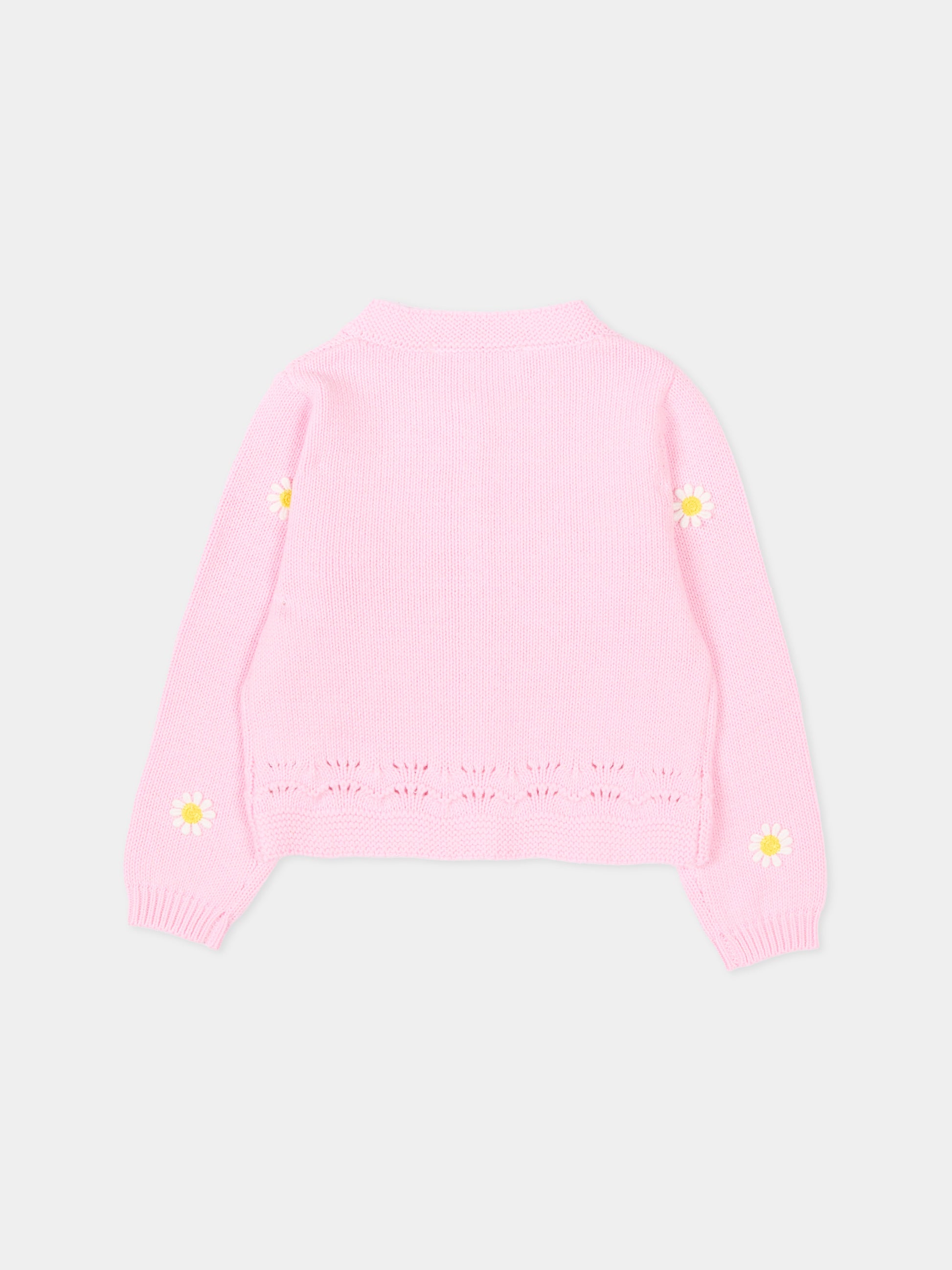 Cardigan rosa per neonata con margherite,Monnalisa,39G800 - 7040 - 0090
