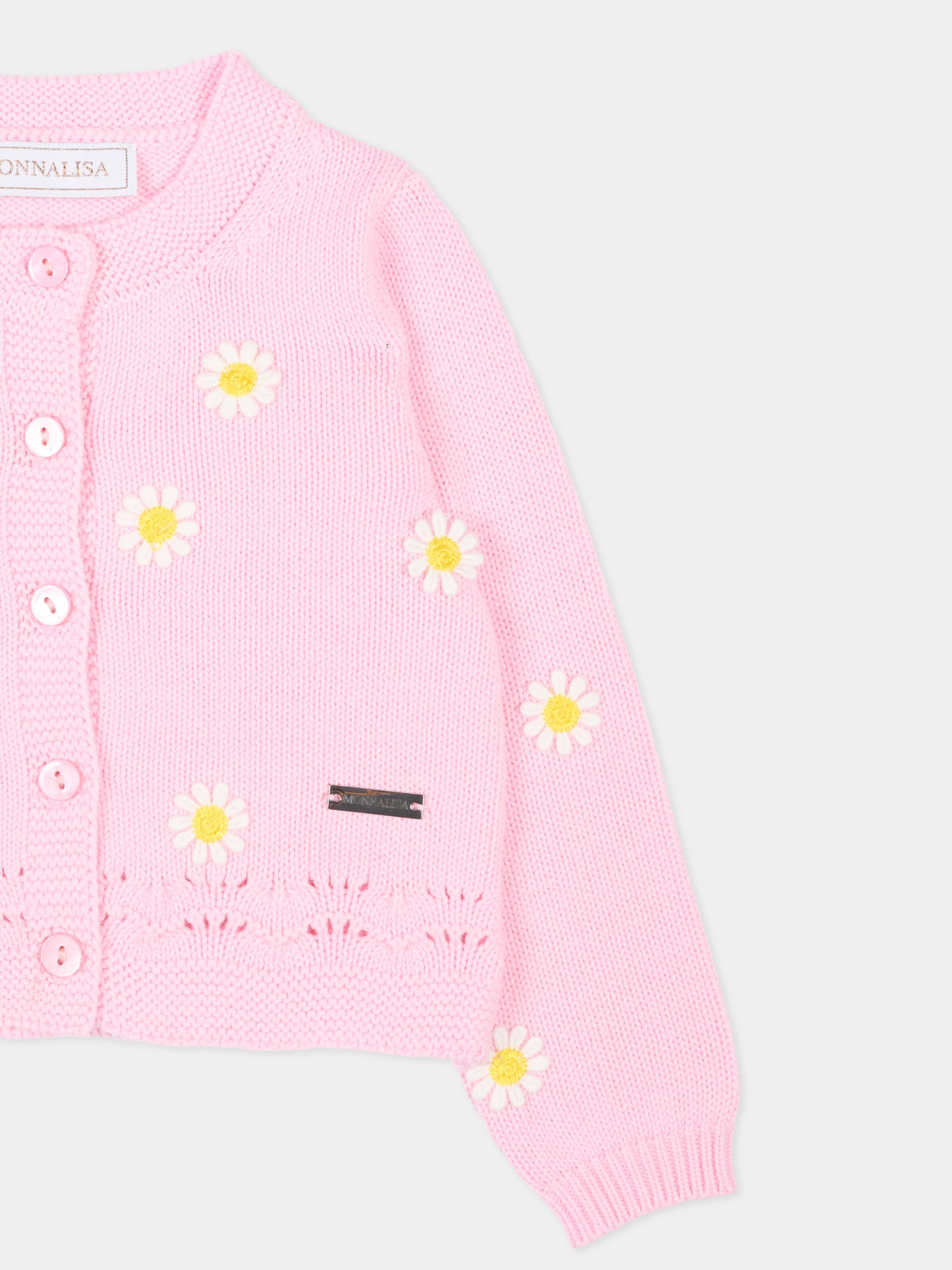 Cardigan rosa per neonata con margherite,Monnalisa,39G800 - 7040 - 0090