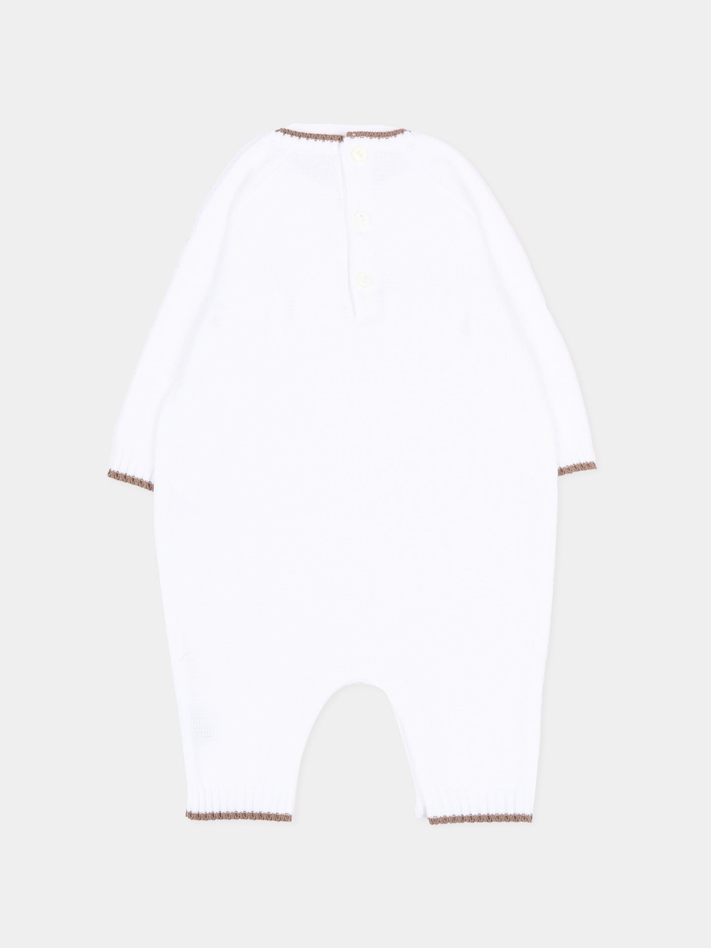 Tutina bianca per neonati con logo,Little Bear,3123 BCO/CACAO