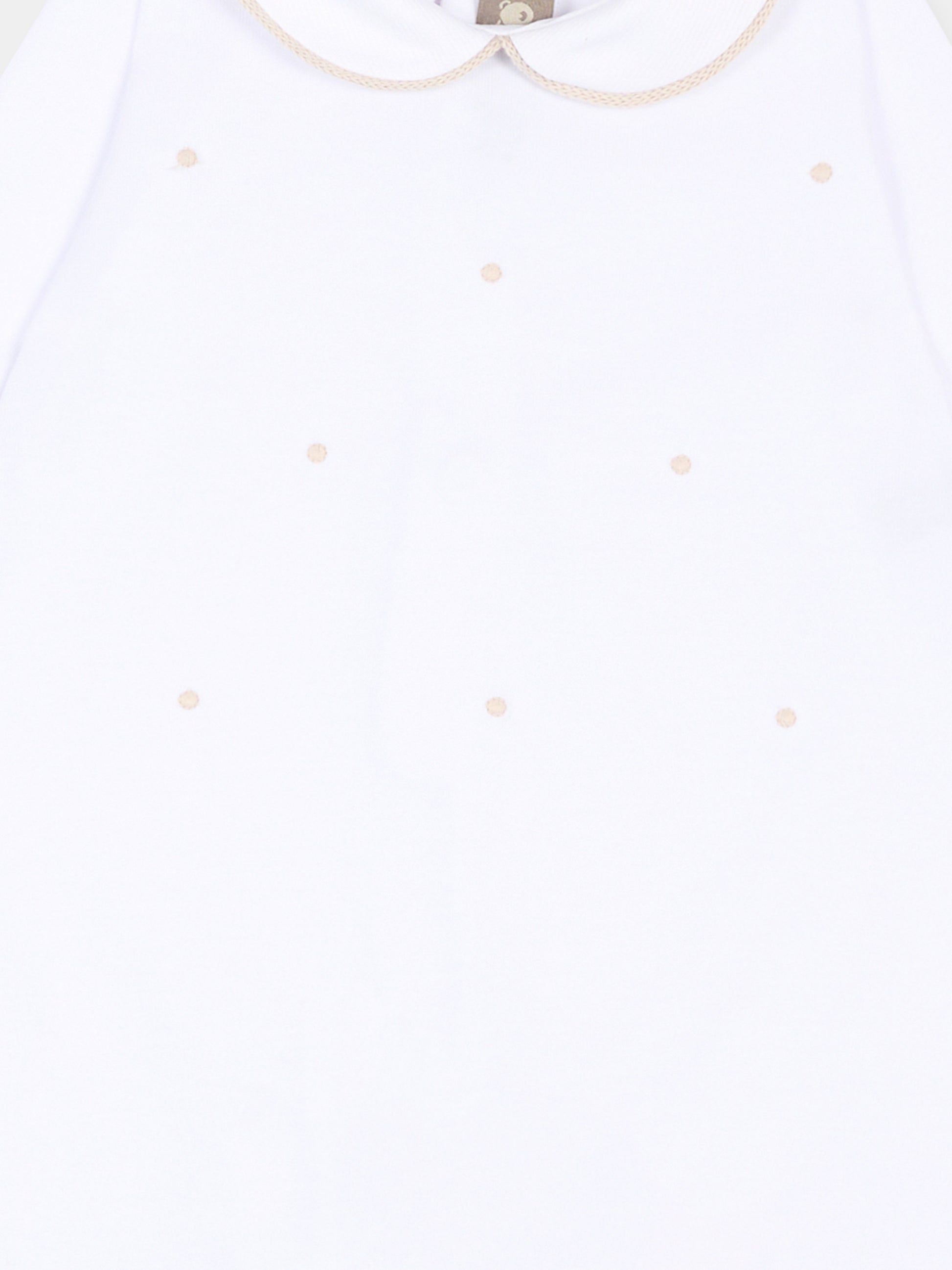 Tutina bianca per neonati con pois,Little Bear,3063 BCO/CORDA