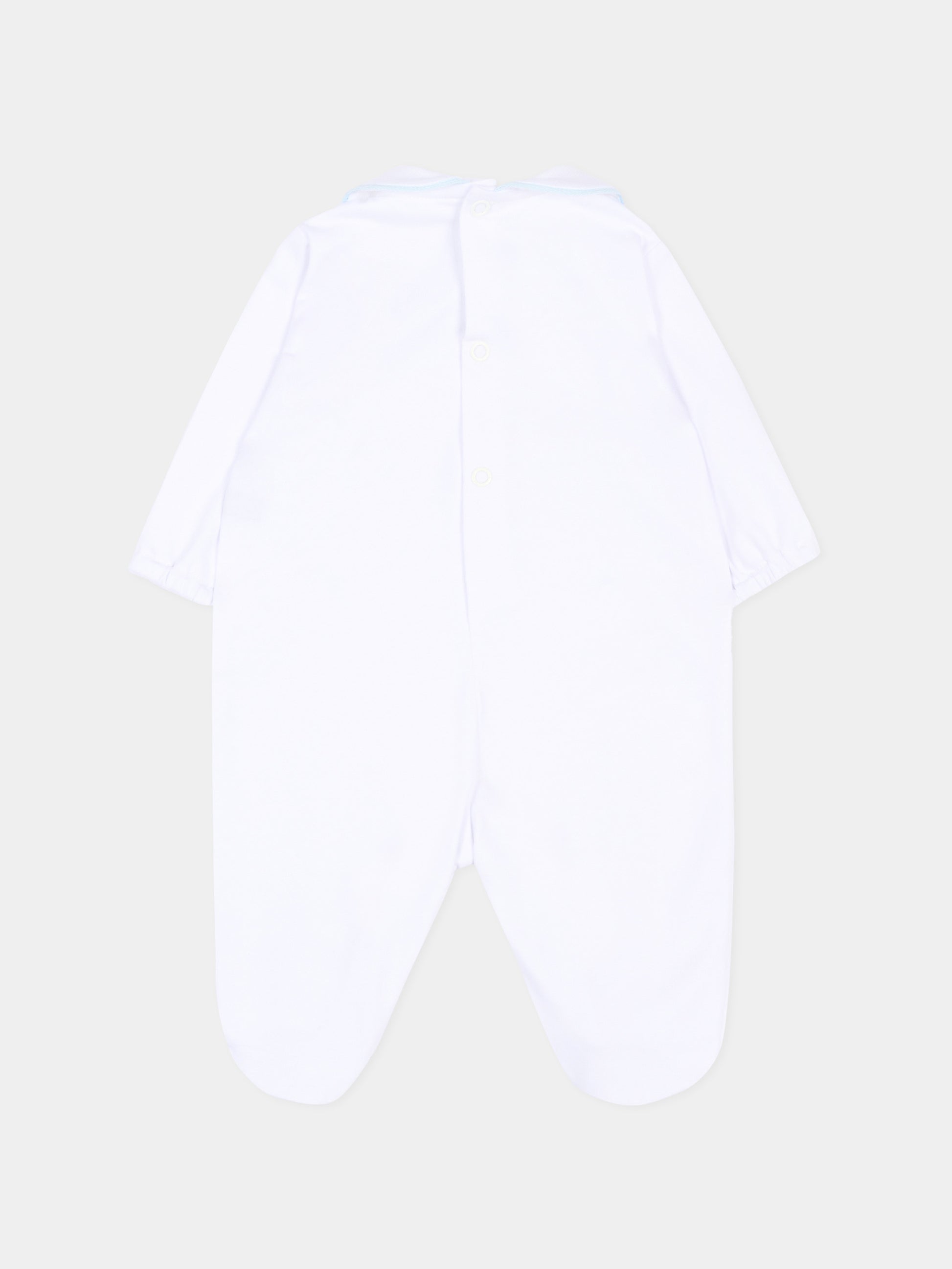 Tutina bianca per neonato con pois celeste,Little Bear,3063 BCO/CIELO