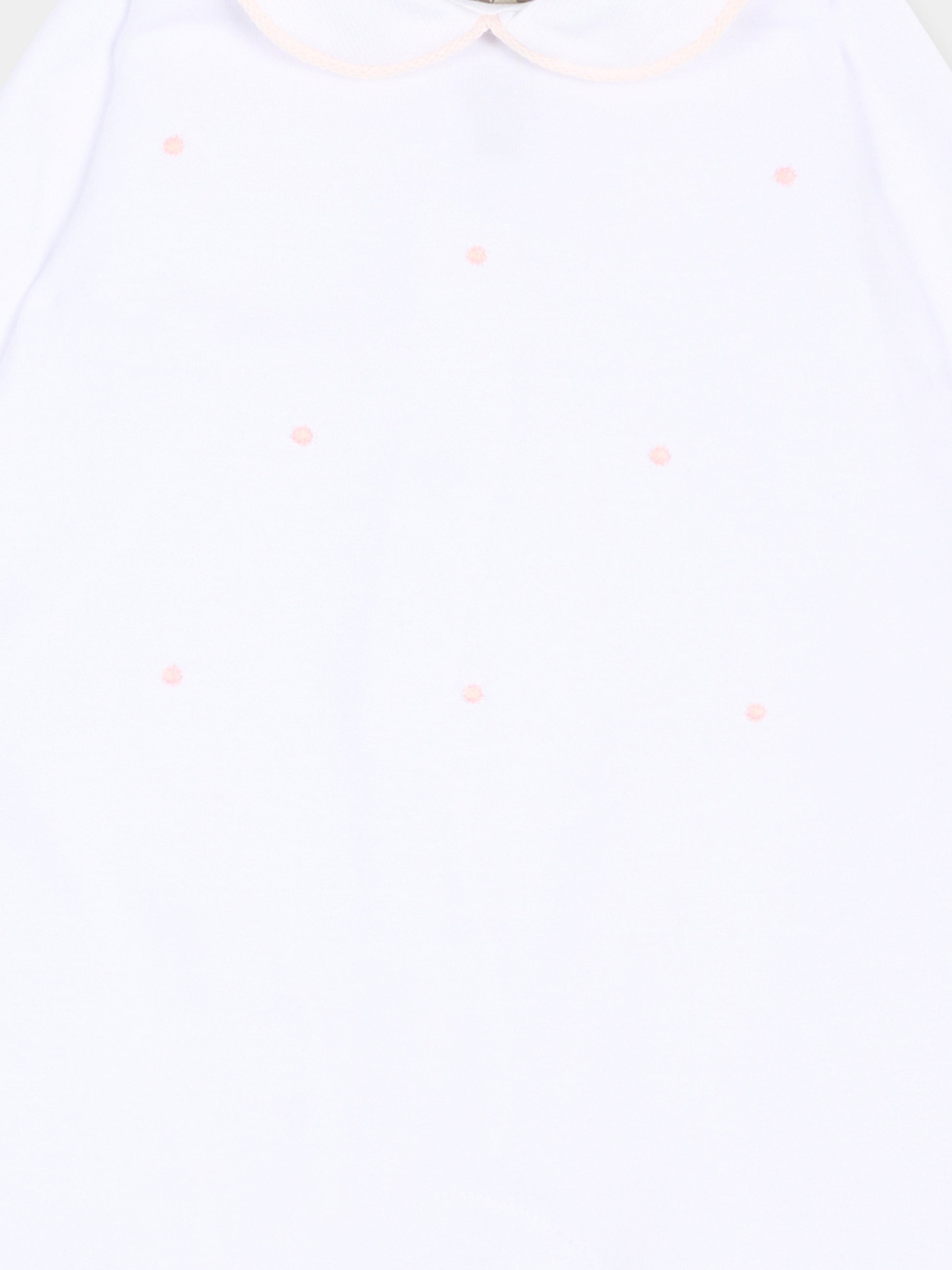 Tutina bianca per neonata con pois rosa,Little Bear,3063 BCO/ROSA