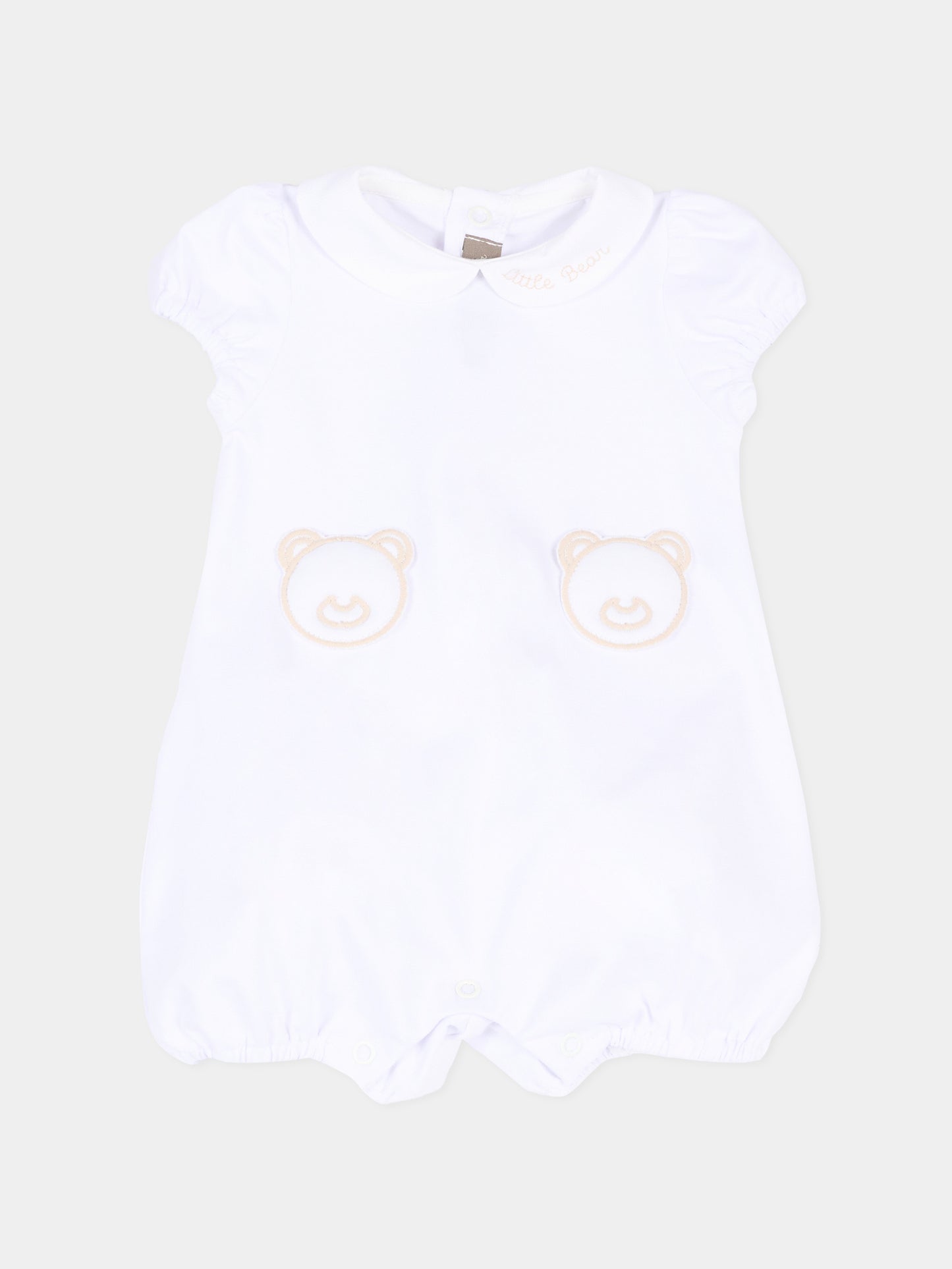Pagliaccetto bianco per neonato con orsetti,Little Bear,3072 BCO/CORDA