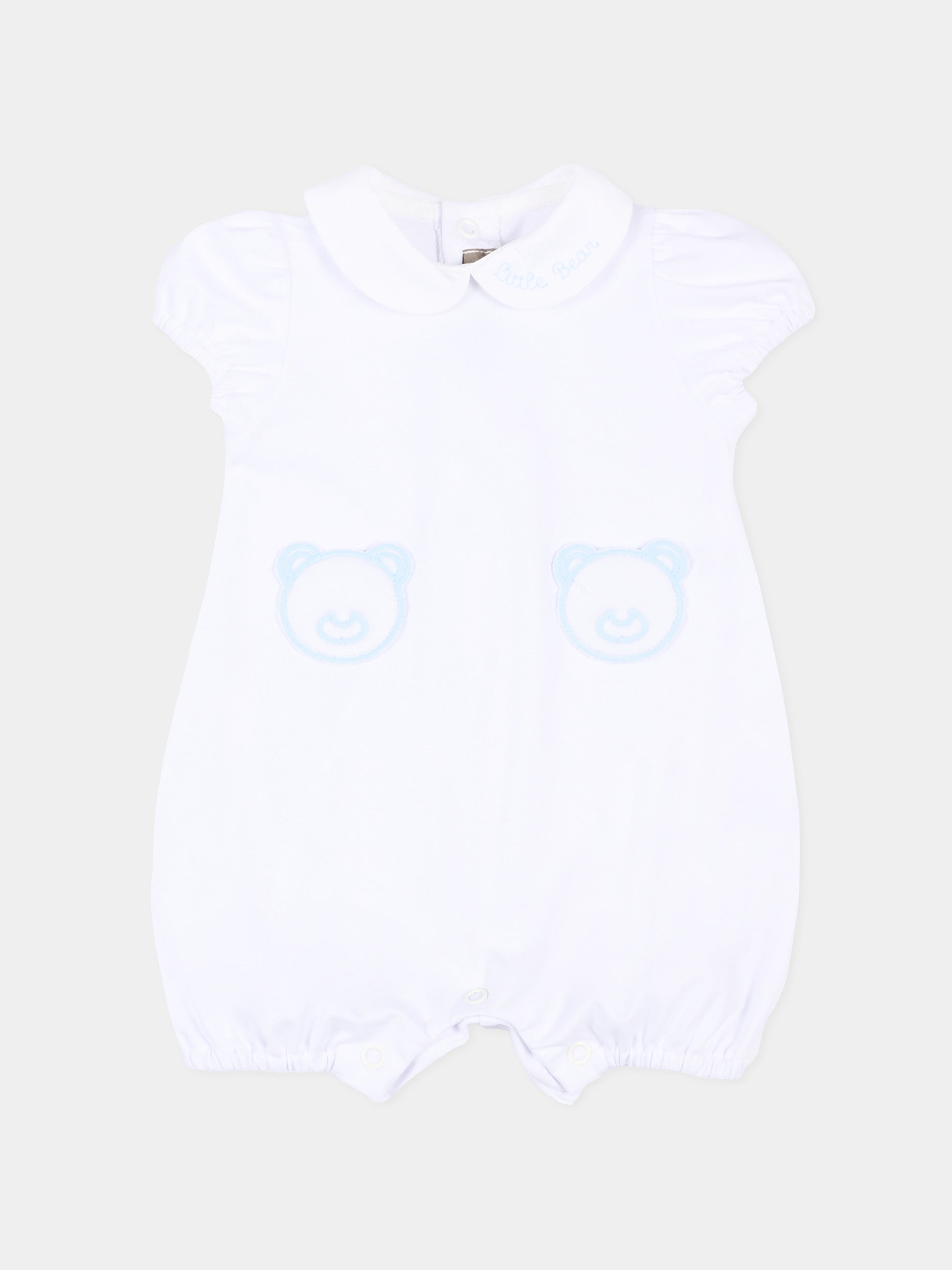 Pagliaccetto bianco per neonato con orsetti,Little Bear,3072 BCO/CIELO