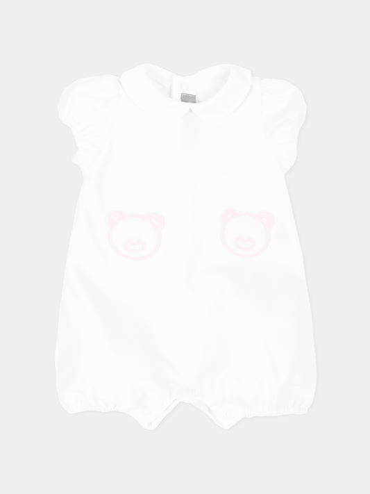 Pagliaccetto bianco per neonata orsetti,Little Bear,3072 BCO/ROSA