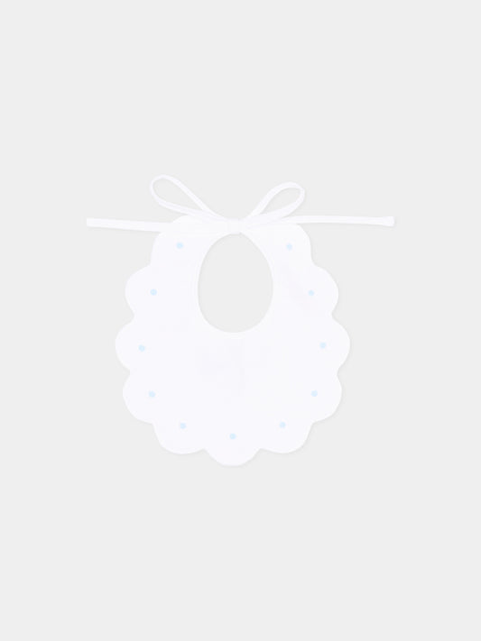 Bavaglino bianco per neonato con pois celesti,Little Bear,2042 BCO/CIELO