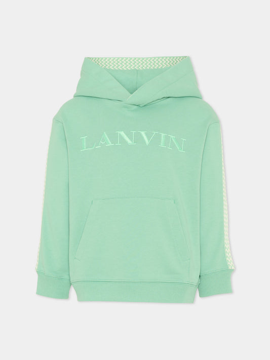 Felpa verde per bambini con logo,Lanvin Petite,N30349 68N