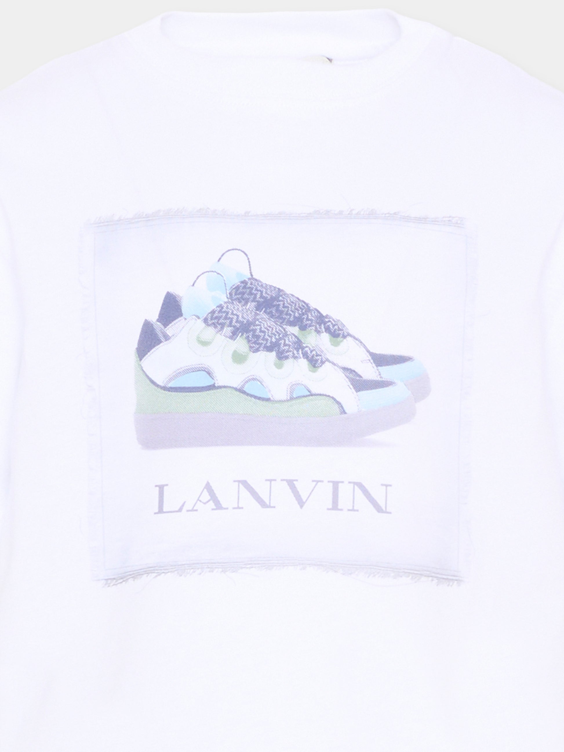T-Shirt bianca per bambino con stampa sneakers,Lanvin Petite,N30359 10P