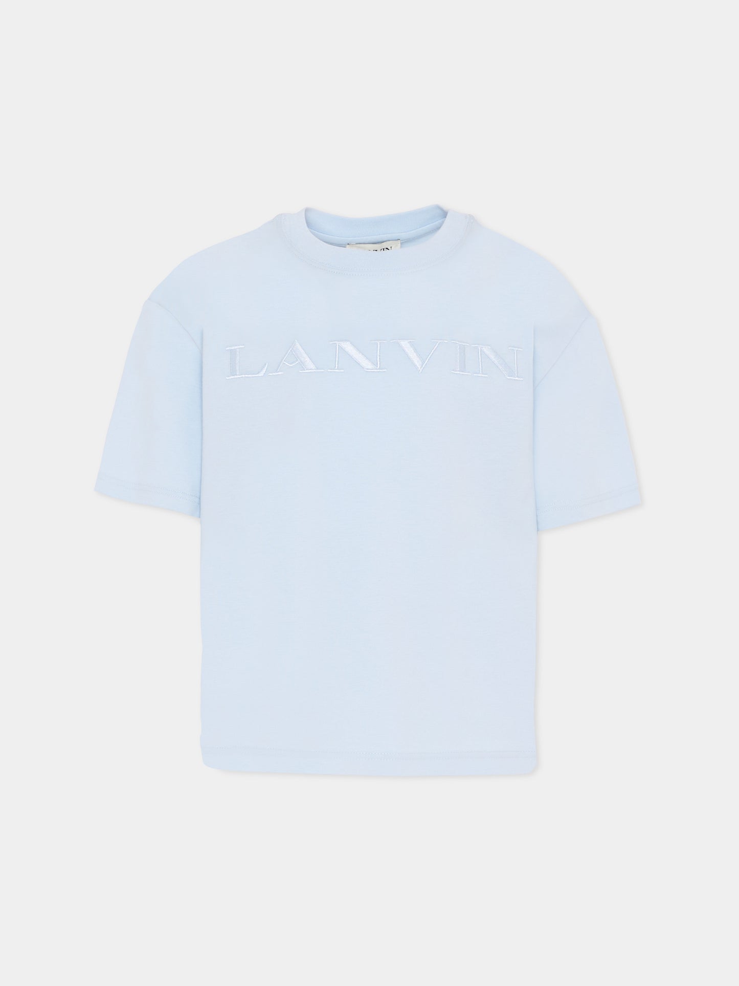 T-Shirt celeste per bambino con logo,Lanvin Petite,N30360 79L
