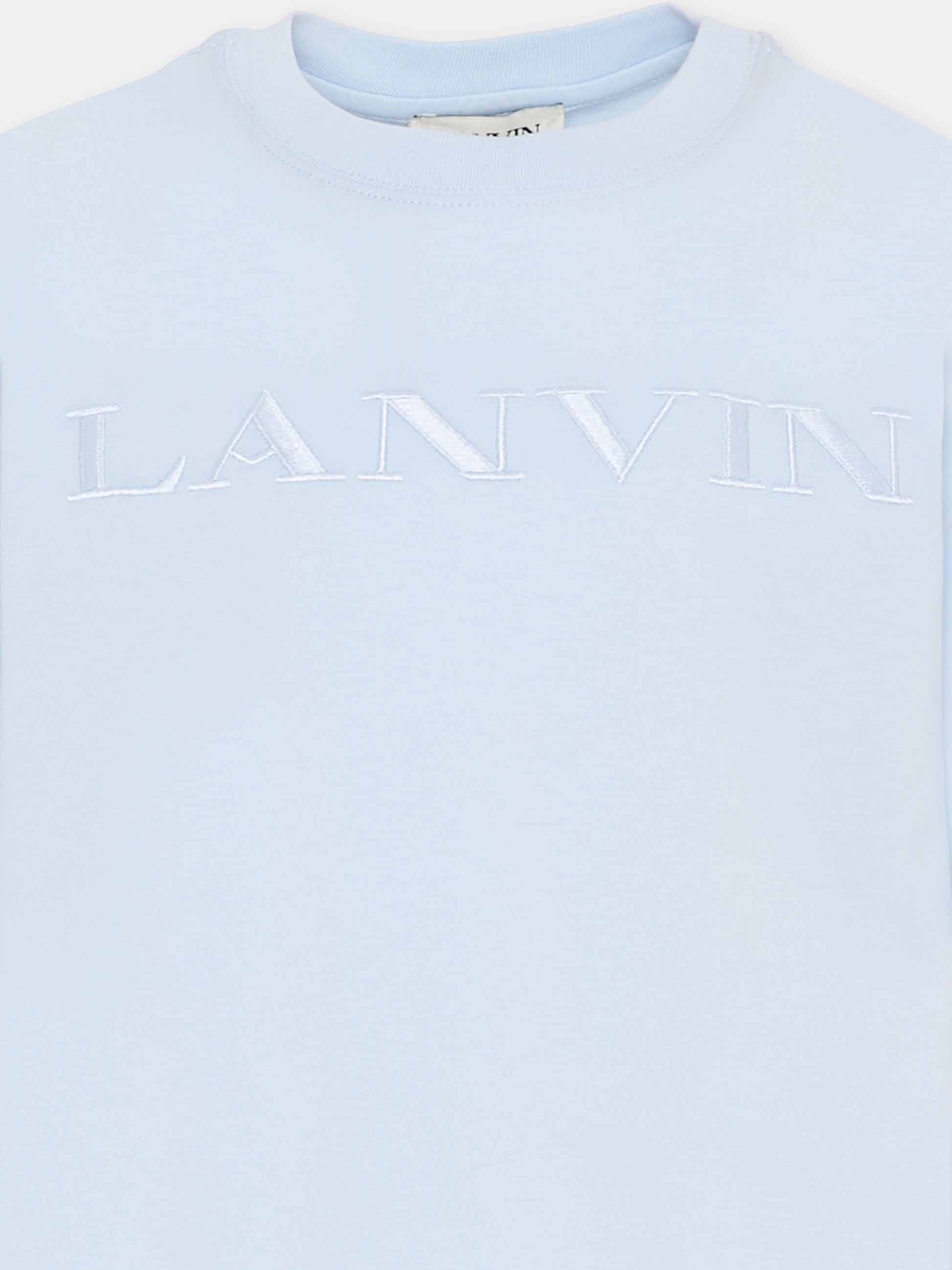 T-Shirt celeste per bambino con logo,Lanvin Petite,N30360 79L
