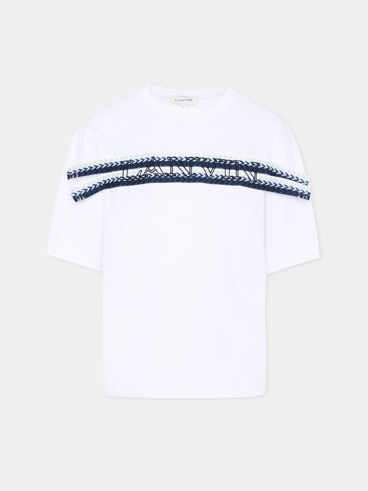 T-Shirt bianca per bambino con logo,Lanvin Petite,N30362 N48