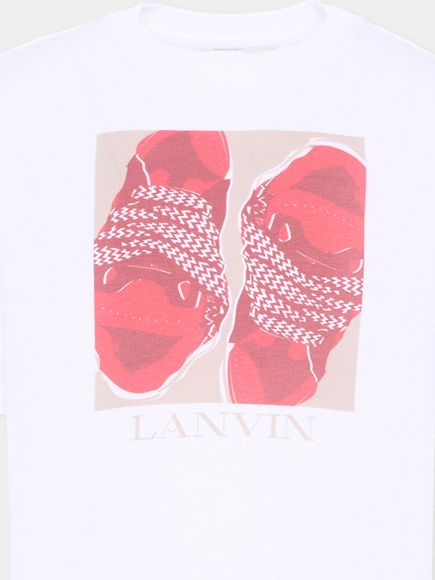 T-Shirt bianca per bambino con stampa sneakers,Lanvin Petite,N30363 10P