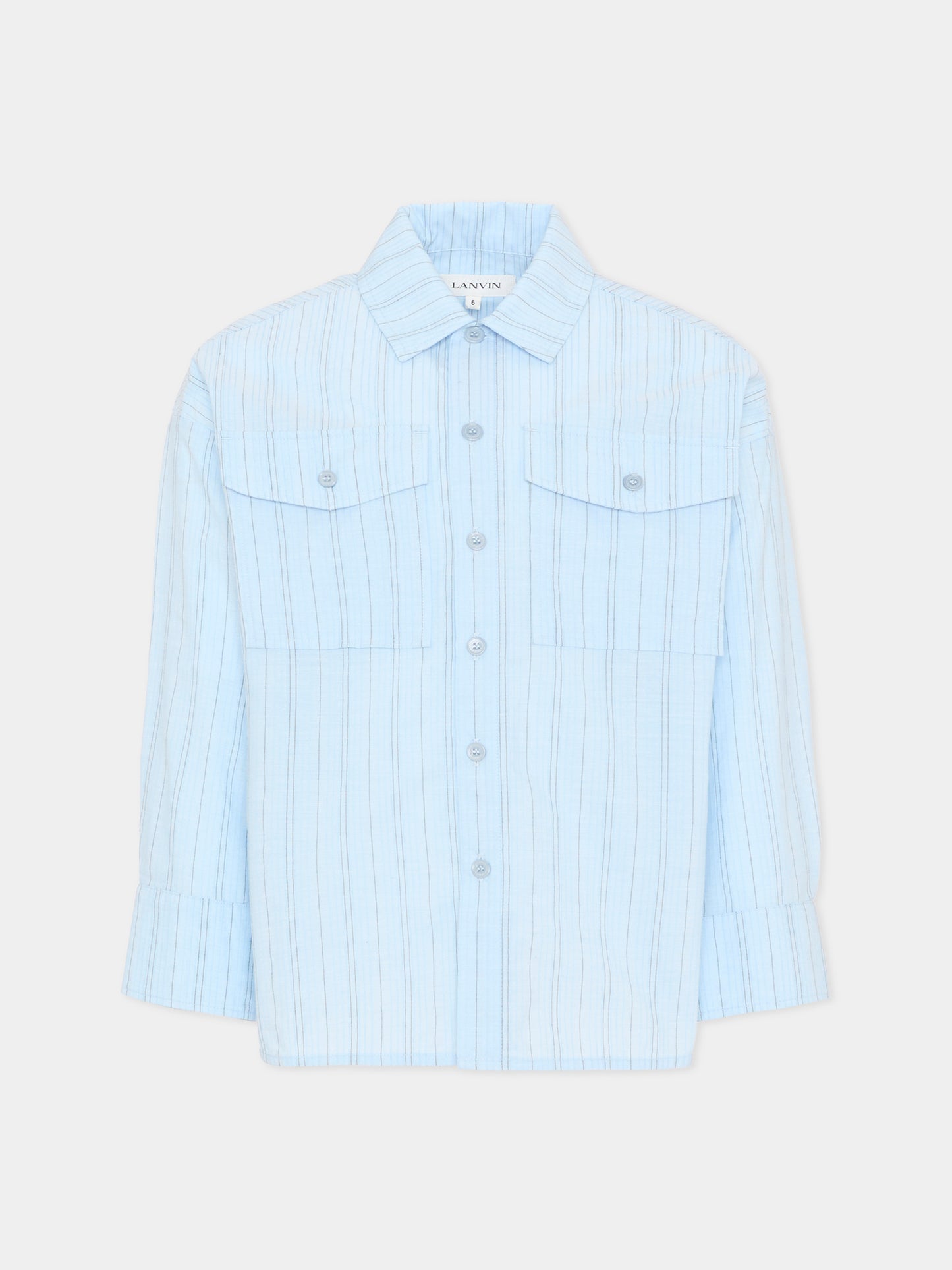 Camicia celeste per bambino a righe,Lanvin Petite,N30365 79L