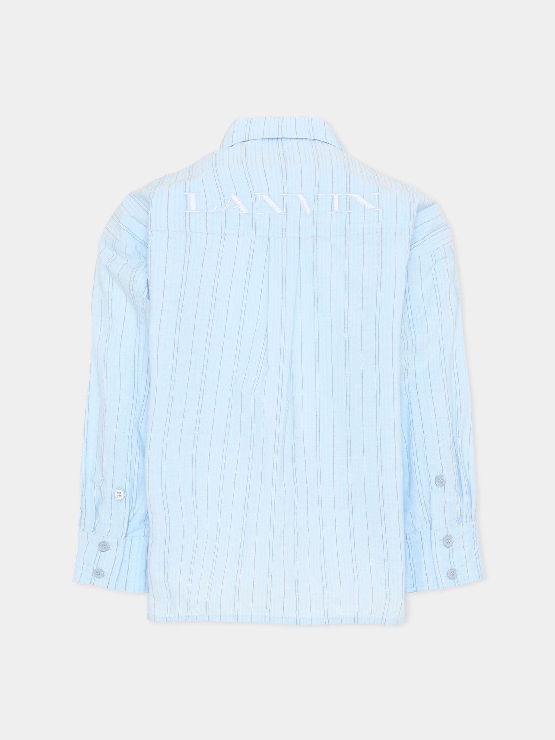 Camicia celeste per bambino a righe,Lanvin Petite,N30365 79L