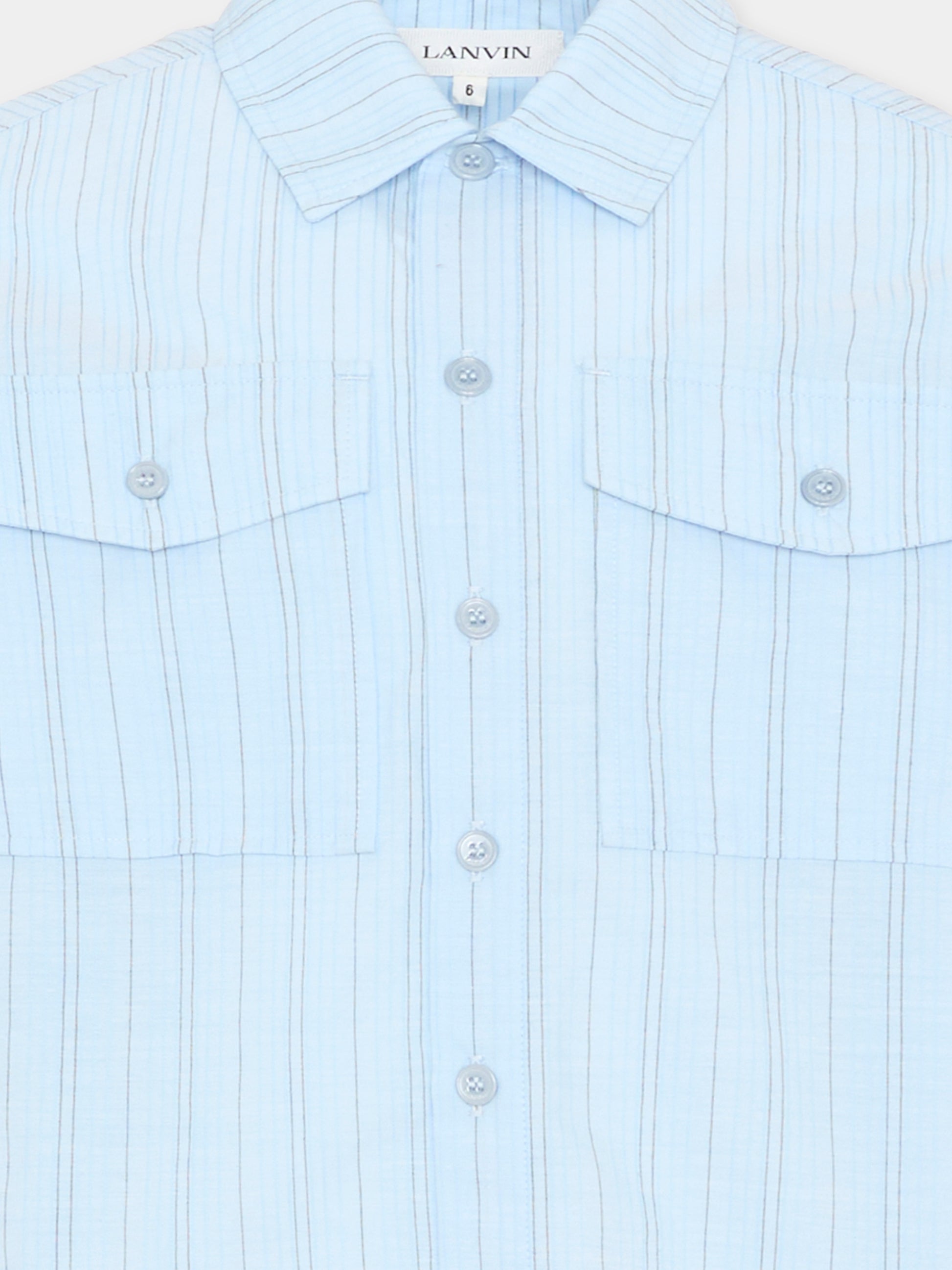 Camicia celeste per bambino a righe,Lanvin Petite,N30365 79L