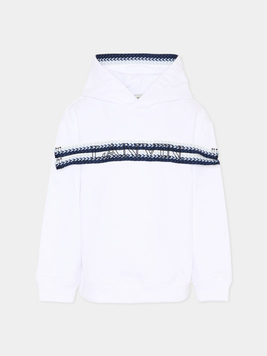 Felpa bianca per bambino con logo,Lanvin Petite,N30369 N48