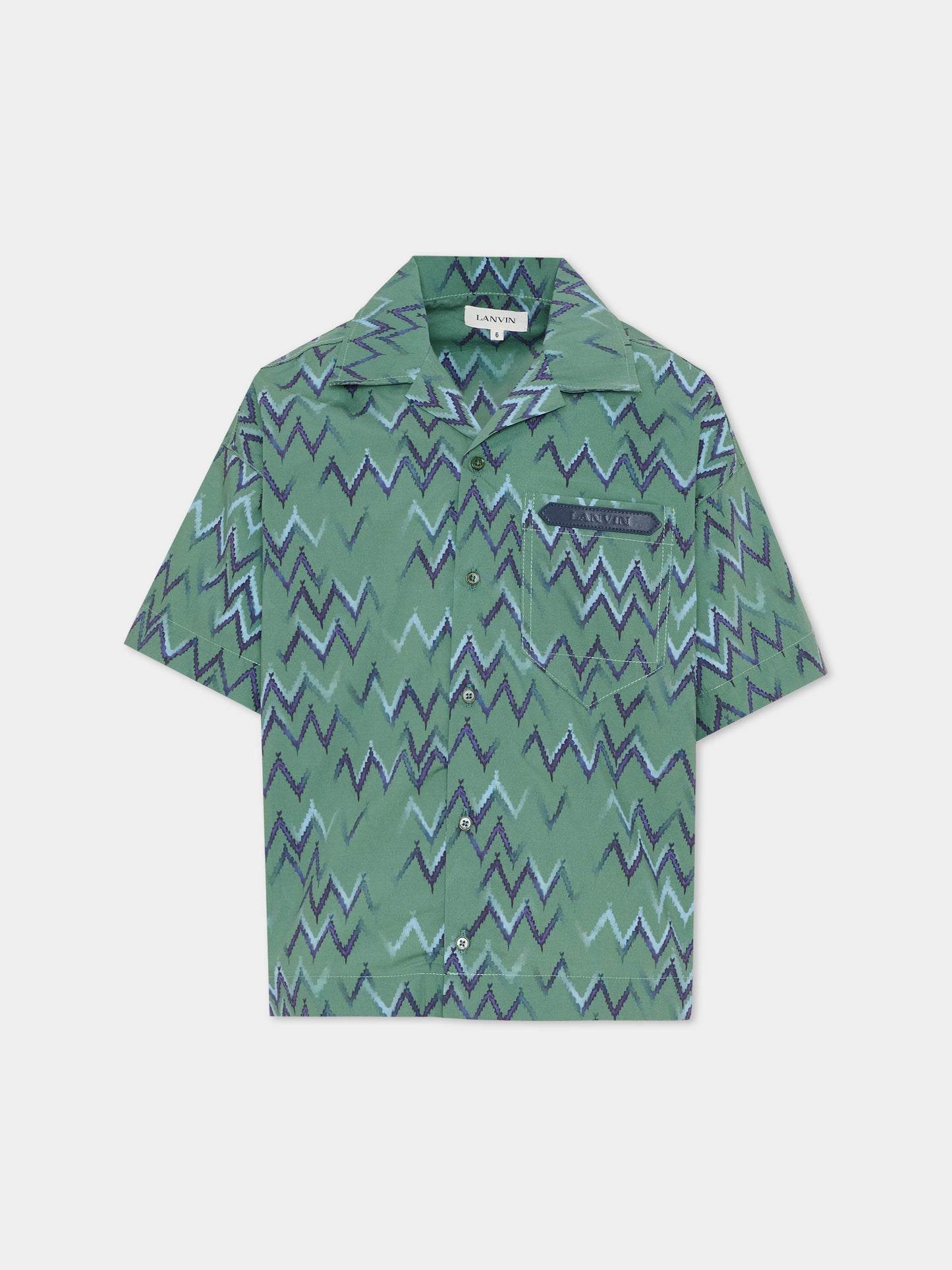 Camicia verde per bambino con motivo a spina di pesce,Lanvin Petite,N30392 U58