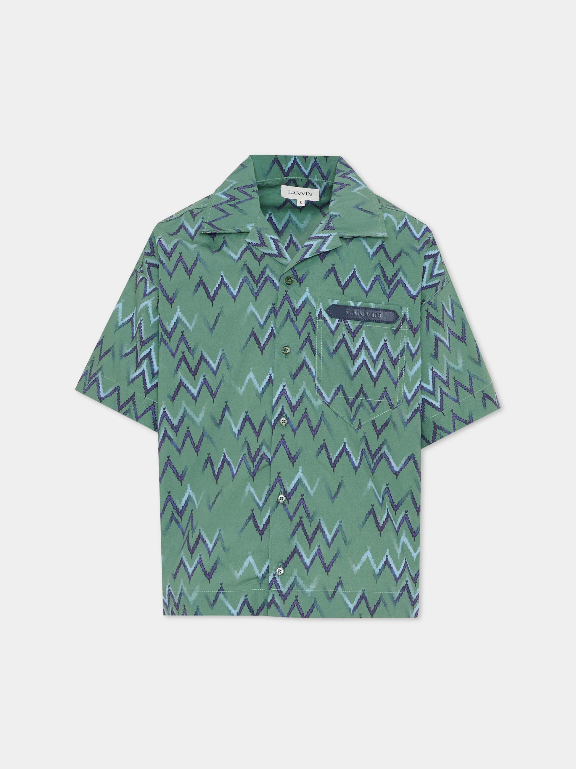 Camicia verde per bambino con motivo a spina di pesce,Lanvin Petite,N30392 U58