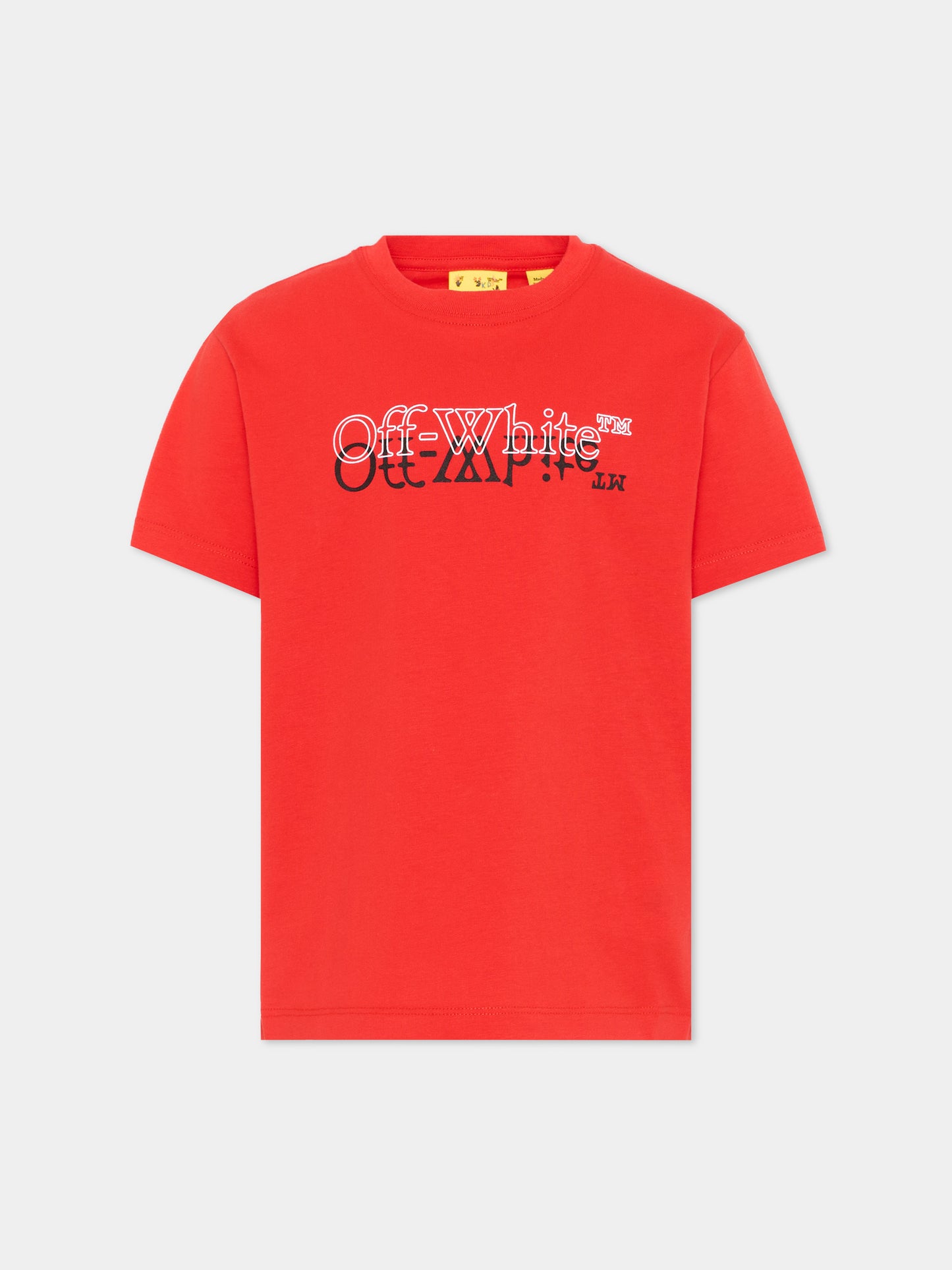 T-Shirt rossa per bambini con logo,Off White,44BAA002S26J001600