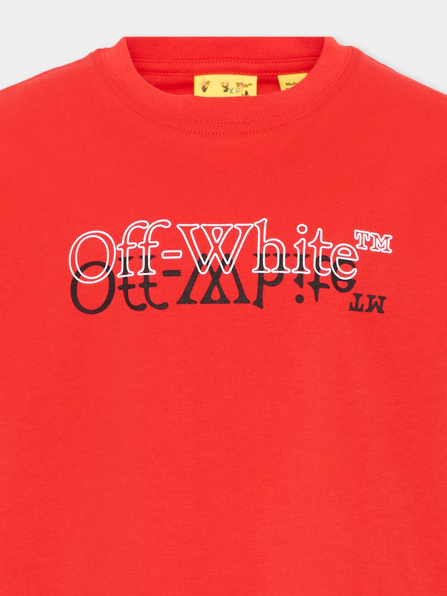 T-Shirt rossa per bambini con logo,Off White,44BAA002S26J001600