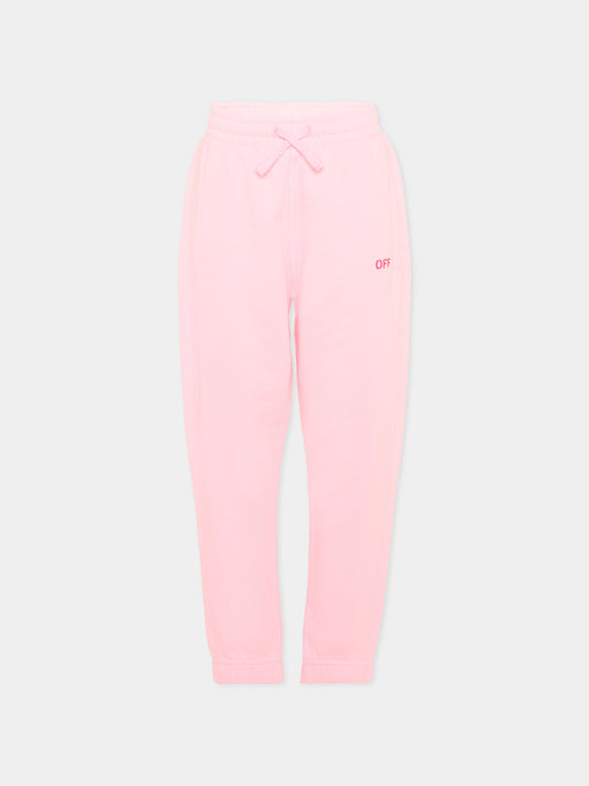 Pantaloni sportivi rosa per bambina con logo,Off White,44GCH001S26F001683