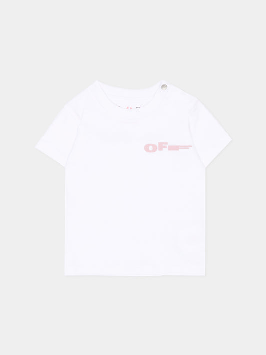 T-Shirt bianca per neonata con logo,Off White,44GXB001S26J002100