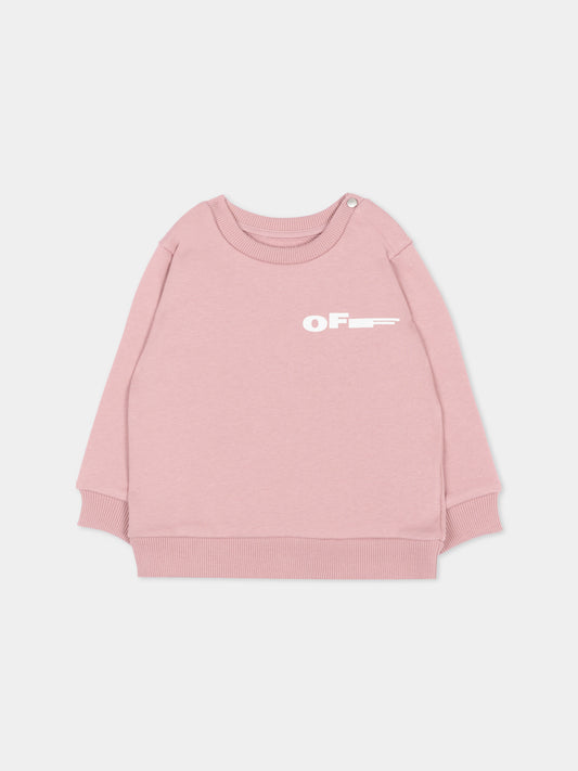 Felpa rosa per neonata con logo,Off White,44GXC001S26F001651